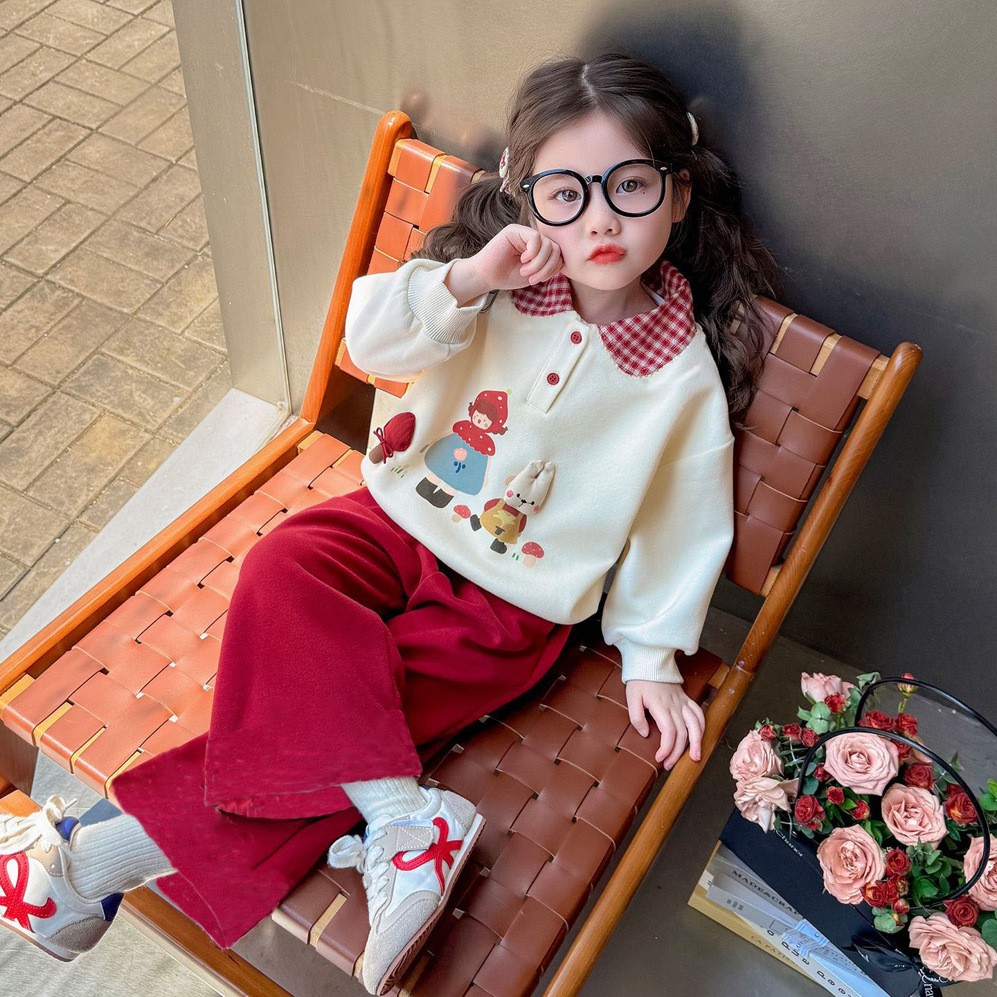 女童卡通套装秋装新款宝宝时尚卫衣休闲裤两件套儿童服饰