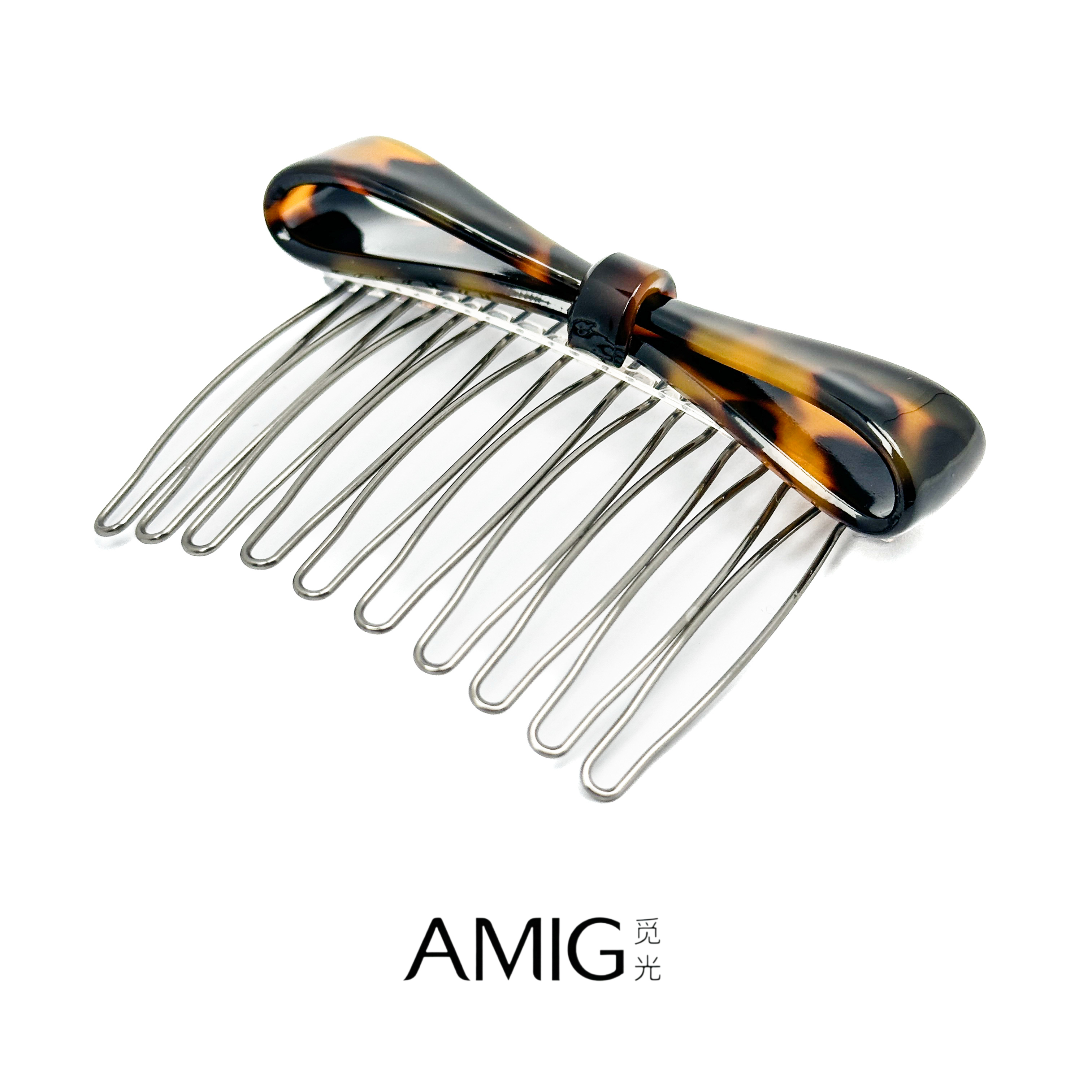 蝴蝶结发梳2025新款醋酸倒插头饰碎发整理神器网红防滑