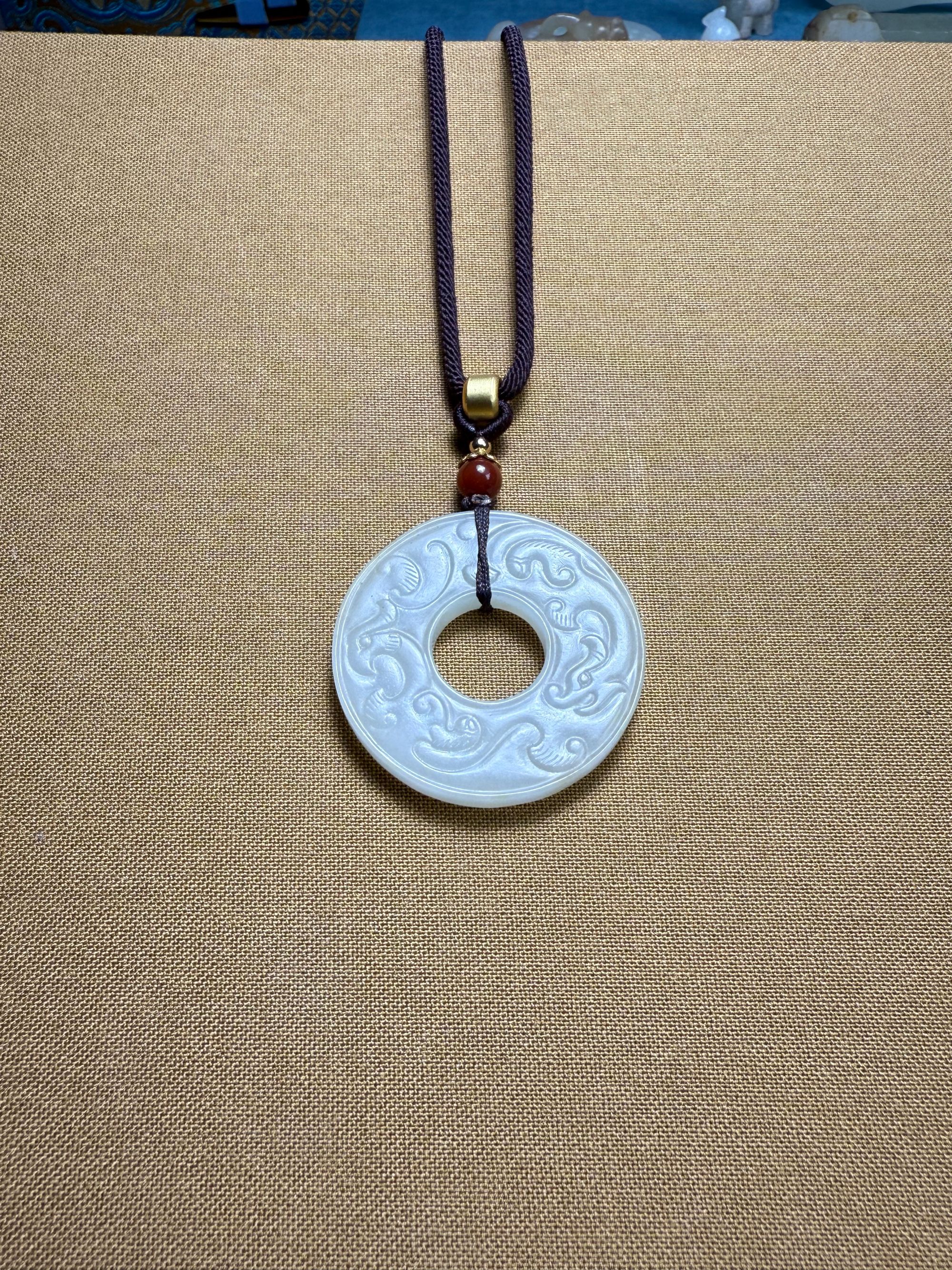 和田白玉 龙凤玉环 男女百搭饰品复古