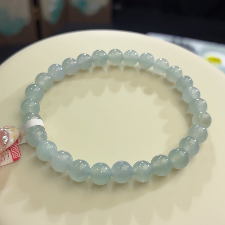 翡翠未镶嵌手链冰胶蓝紫卡6.8