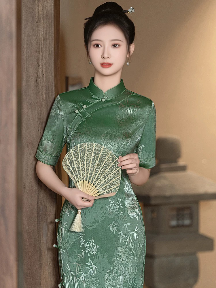8863-高端大气旗袍日常上班可穿2025年新款春款女修身长款优雅