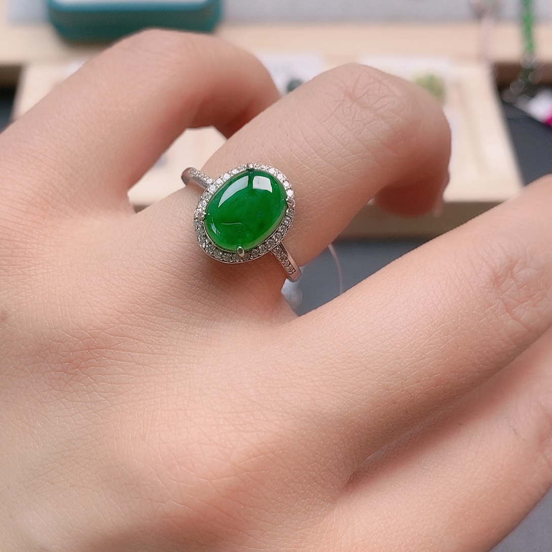 翡翠戒指银S925镶嵌11111111