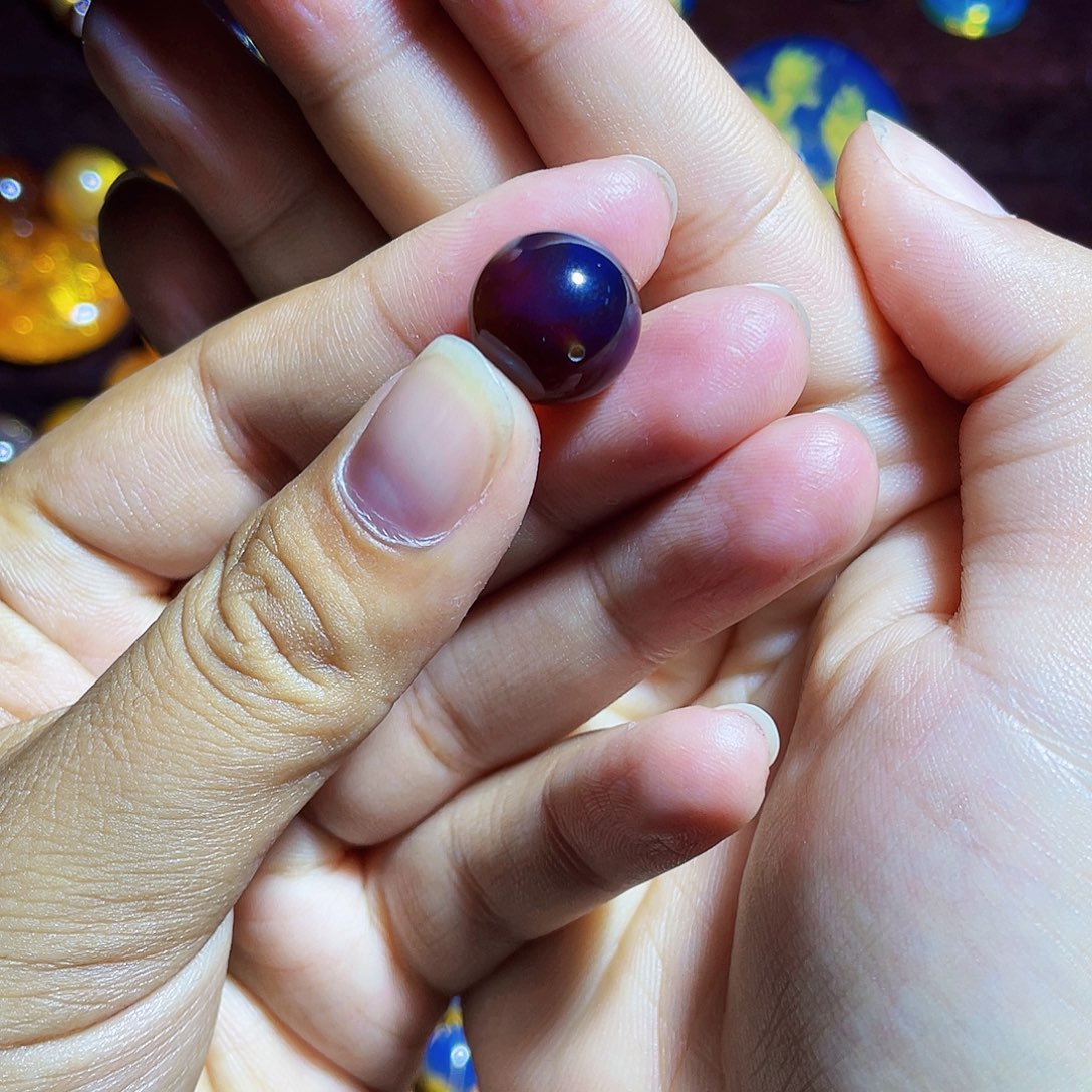 琥珀裸石未镶嵌冰**青紫蜜13