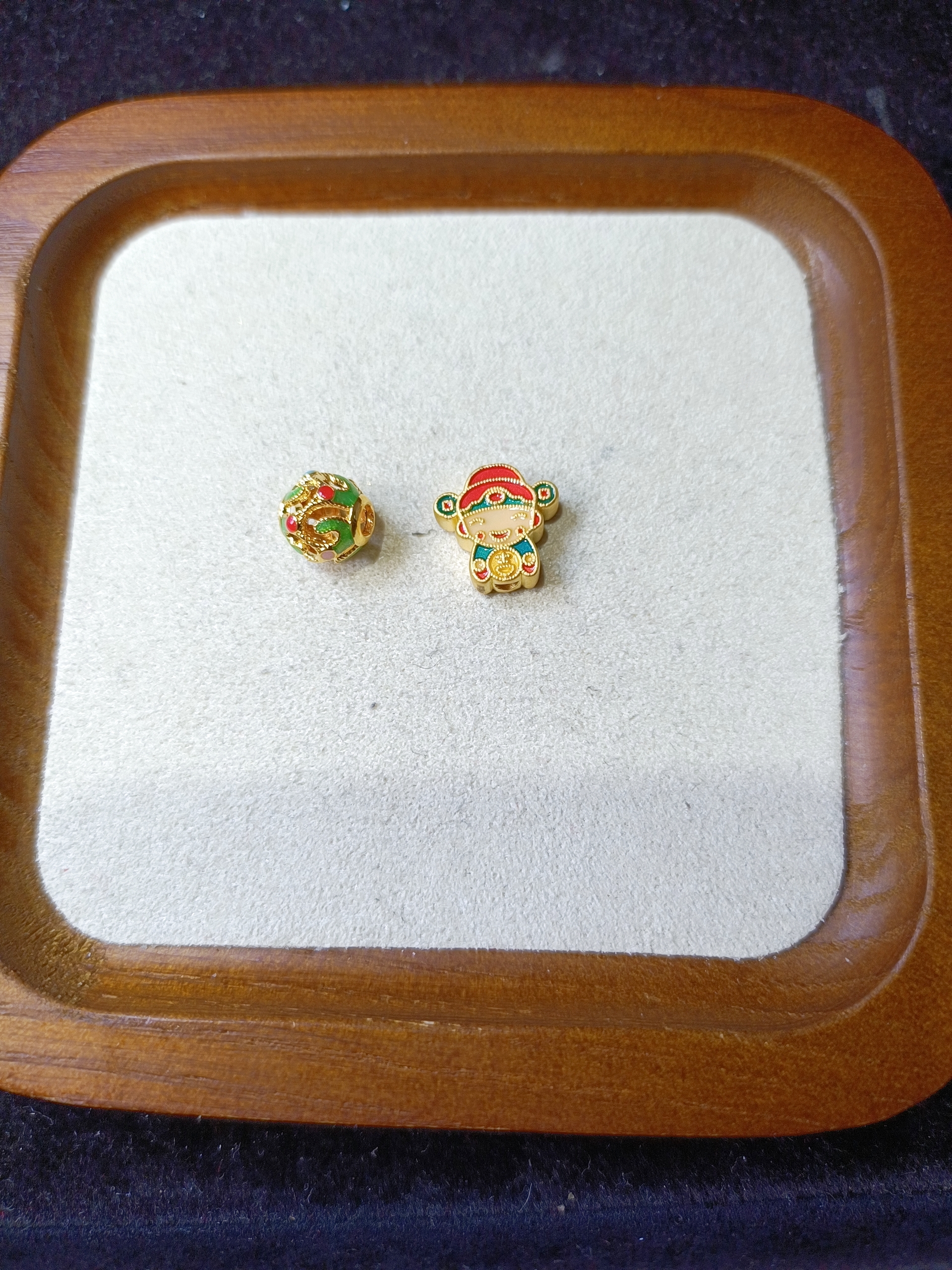 足金999硬金烧蓝小米神5D圆珠1.051克转运珠