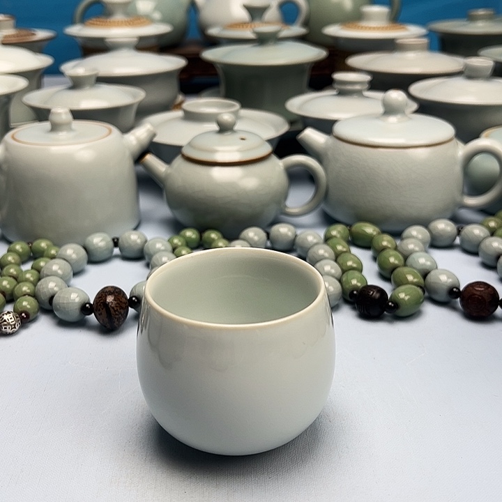 杯月白釉龙蛋原矿原釉原产地