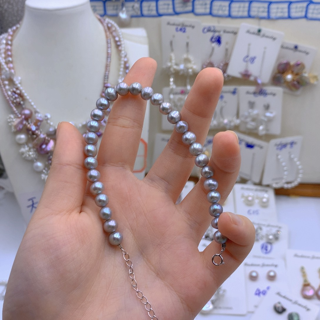 淡水珍珠颈饰银S925镶嵌