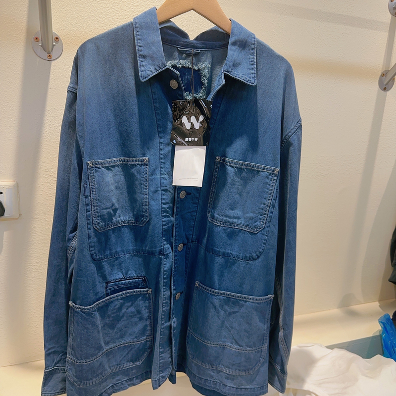 翻领长袖水洗牛子外套