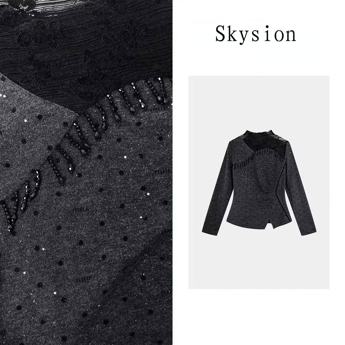 5897#星耀波点上衣高级气质女装气质上衣