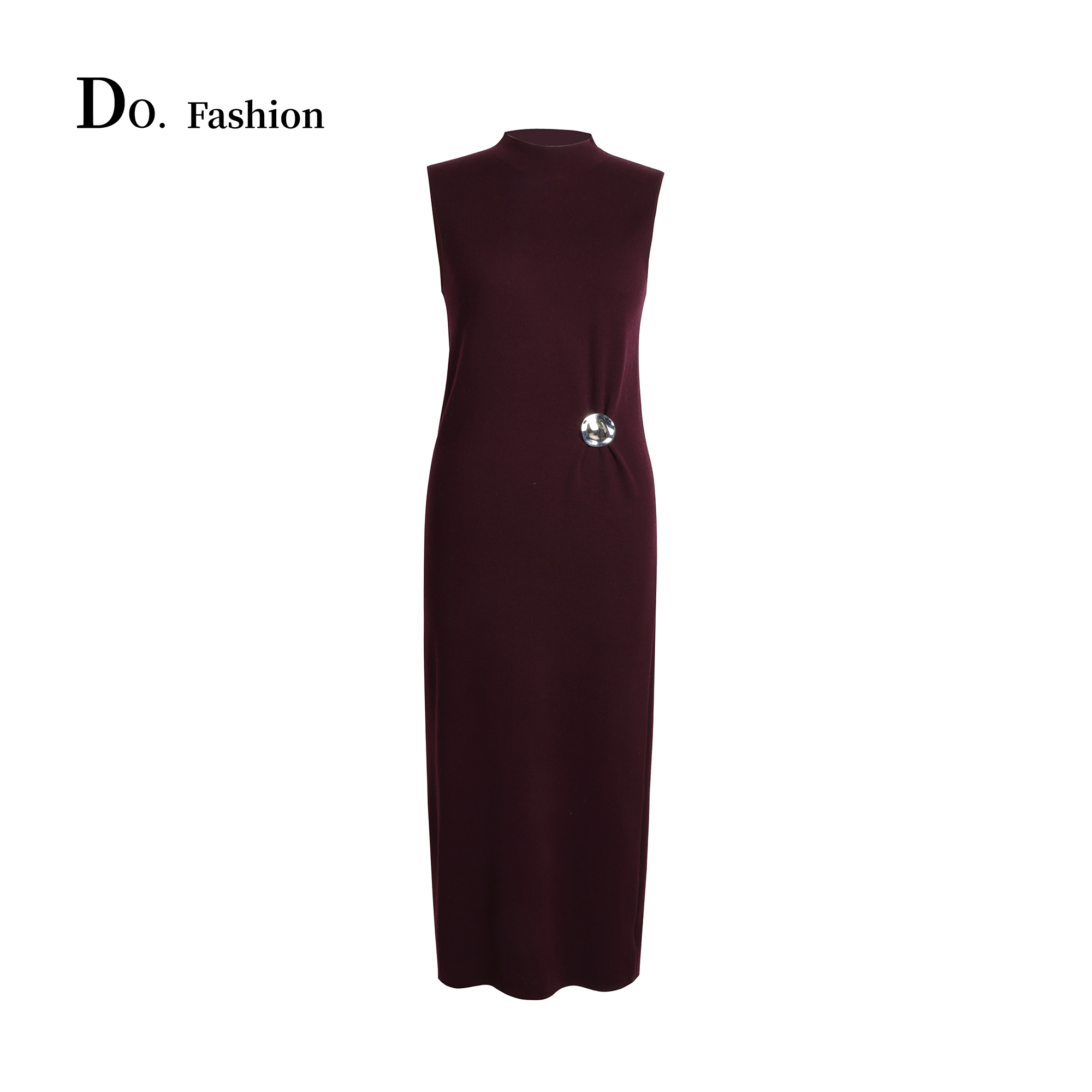 【Do.Fashion欧阳】进口美丽诺羊毛金属扣无袖连衣裙气质裙子