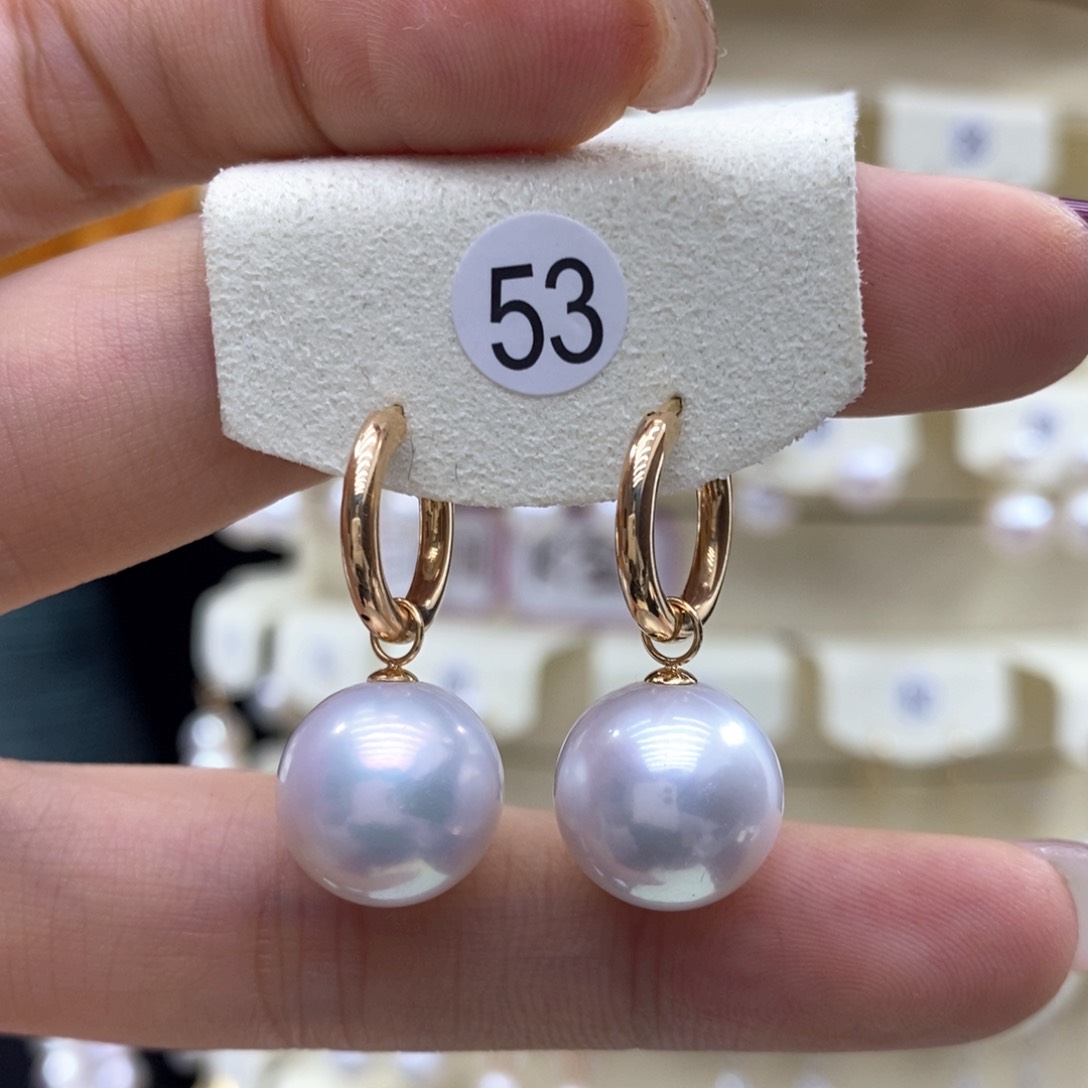 淡水珍珠耳饰18K金镶嵌
