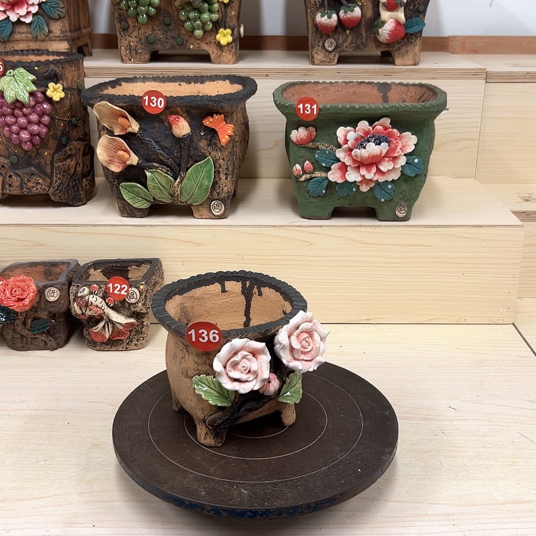 紫砂花盆136号内口11×11外高12