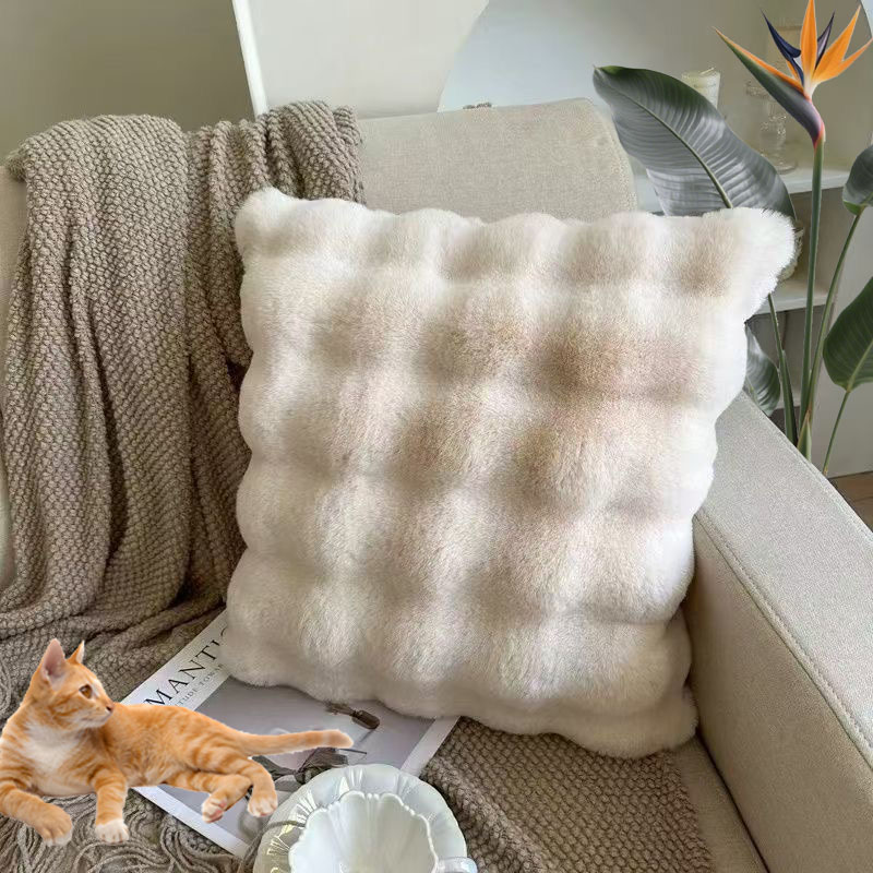 冬季毛绒靠垫卧室客厅沙发靠背垫卧室轻奢高级感靠背腰枕飘窗适用
