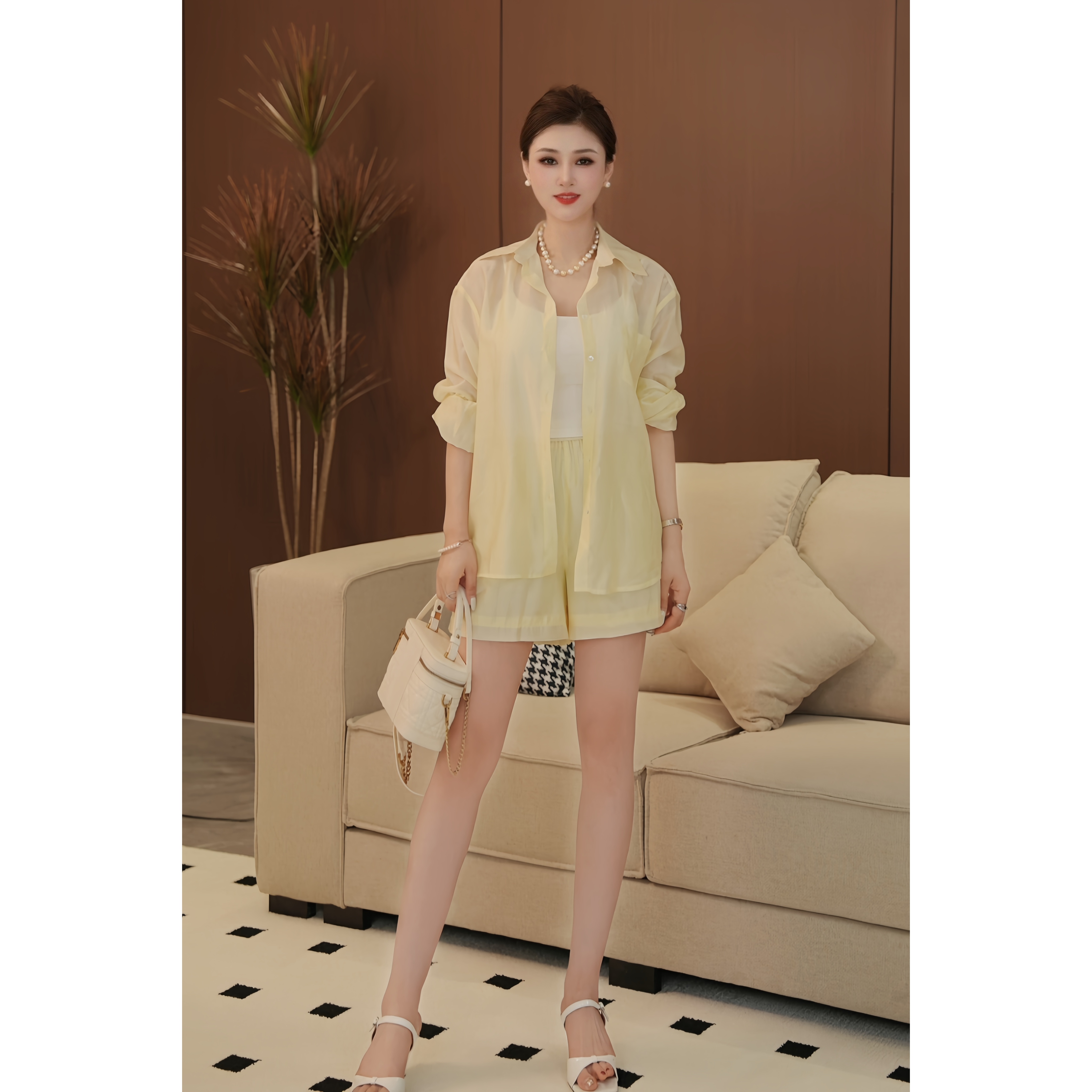 【力力淘】丝防晒衫薄款短裤套装86TZ002Z