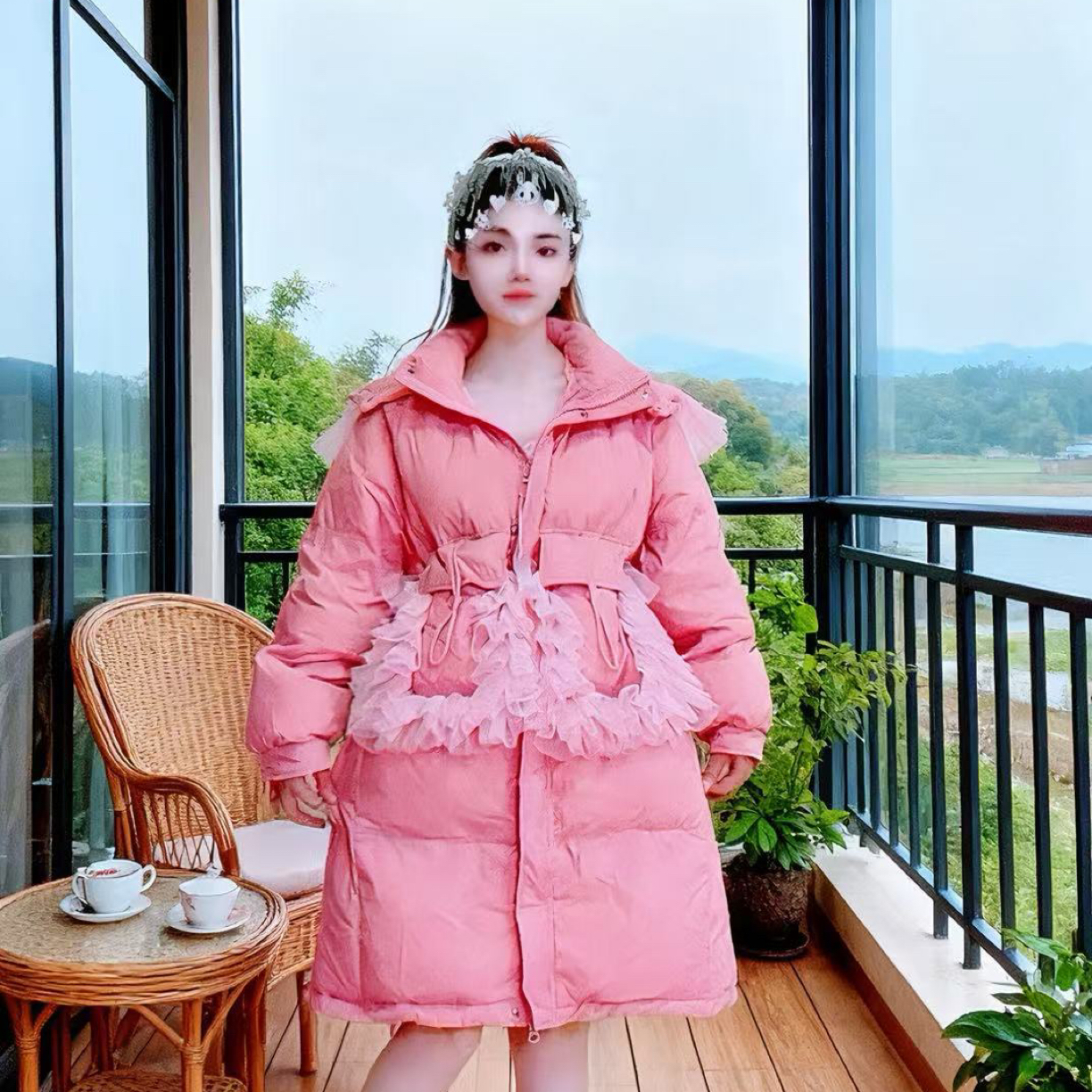 【面条仙仙】3740#冬季新款收腰显瘦保暖雨绒洋气外套