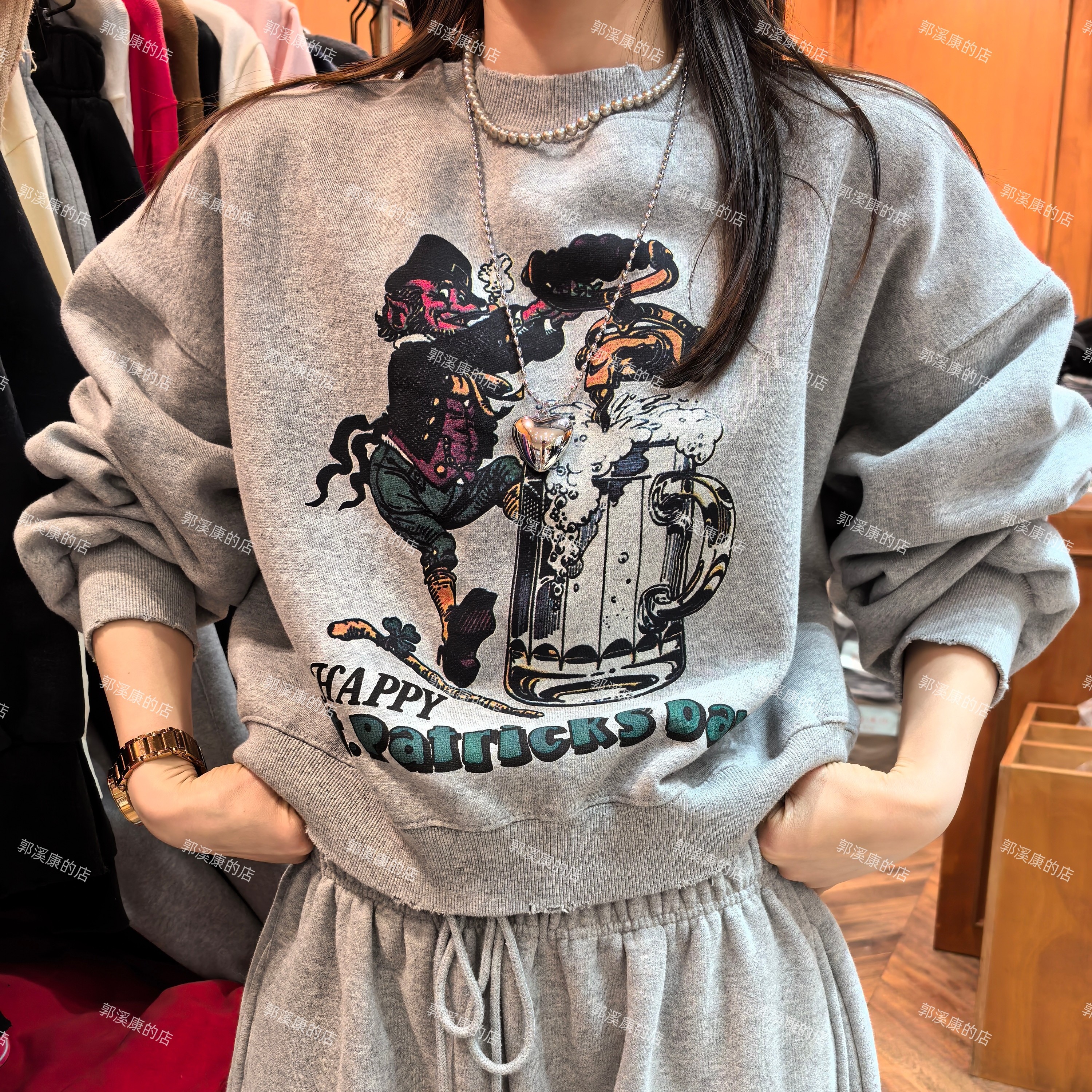 《韩国正品》NO退/字母卡通卫衣/0174/