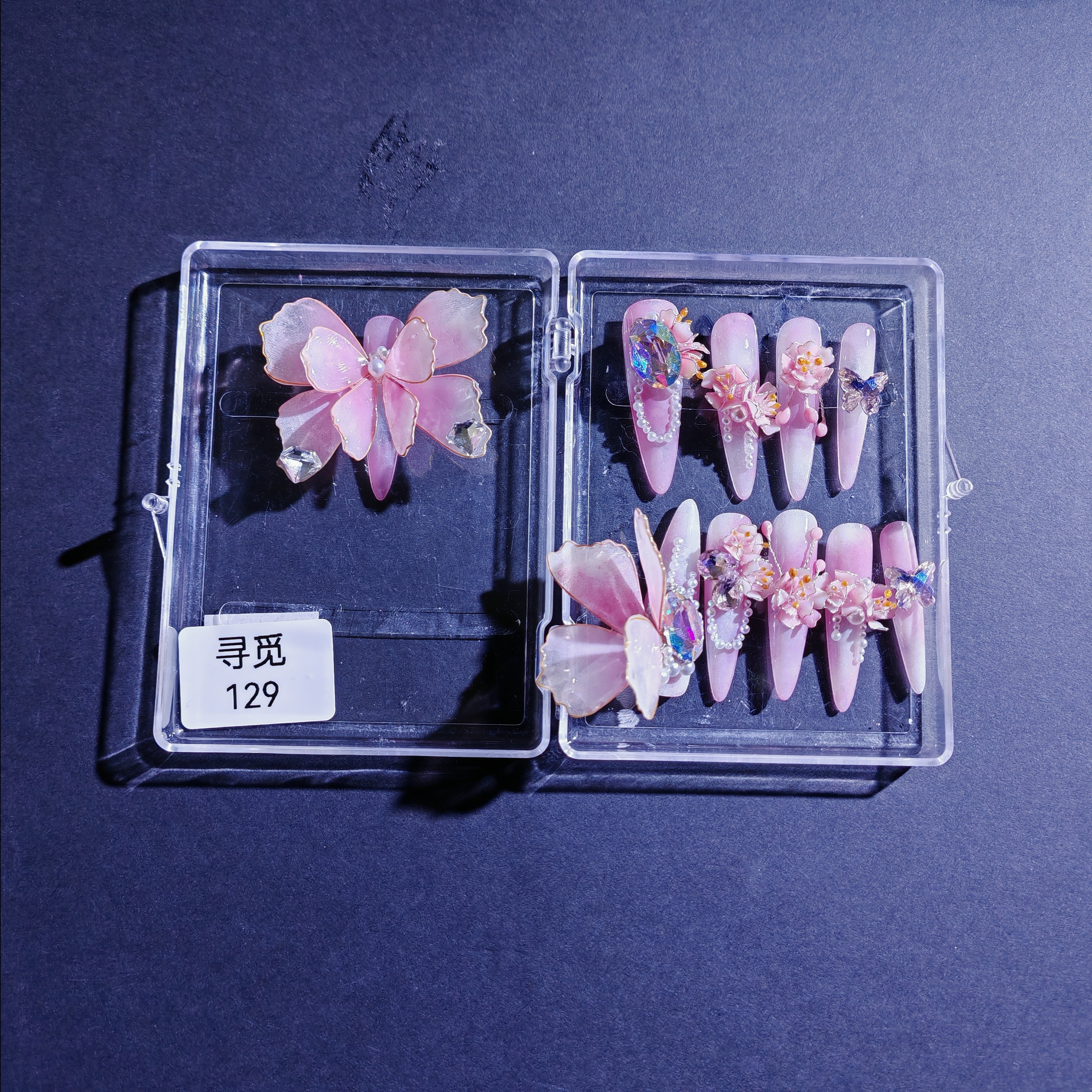 寻觅—纯手工定制掐丝蝴蝶雕花锆石满钻国风穿戴甲美甲甲片