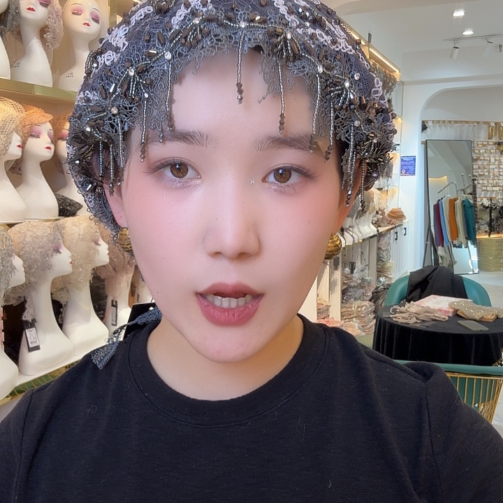 纯棉灰色流苏丝带帽178