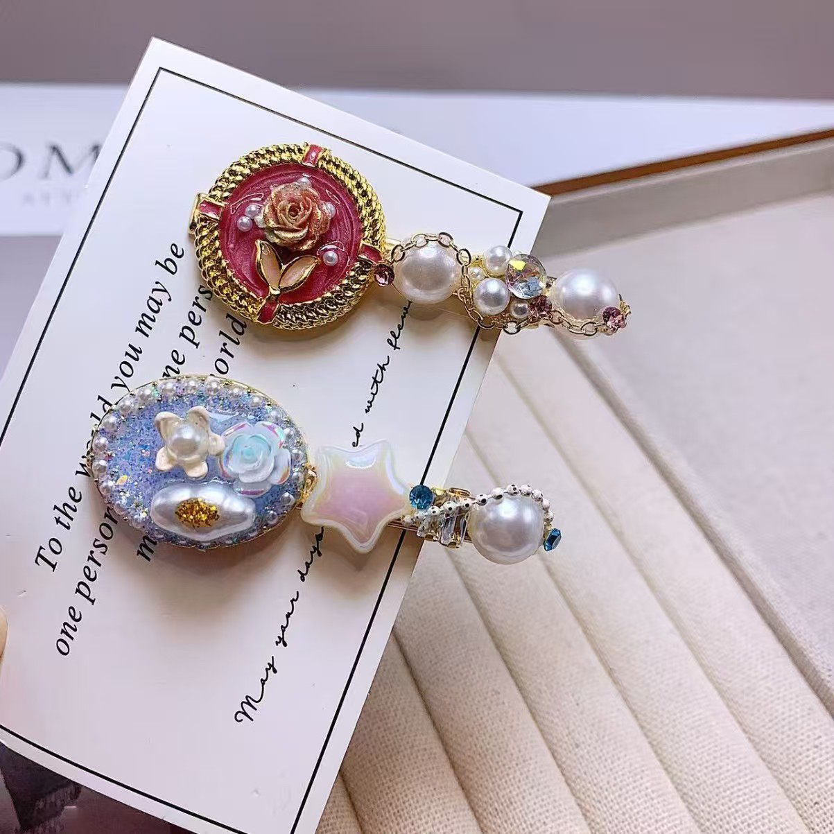 （满15飞)高品质浪漫复古侧边夹刘海夹发饰