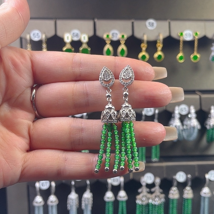 翡翠银S925镶嵌耳饰翡翠