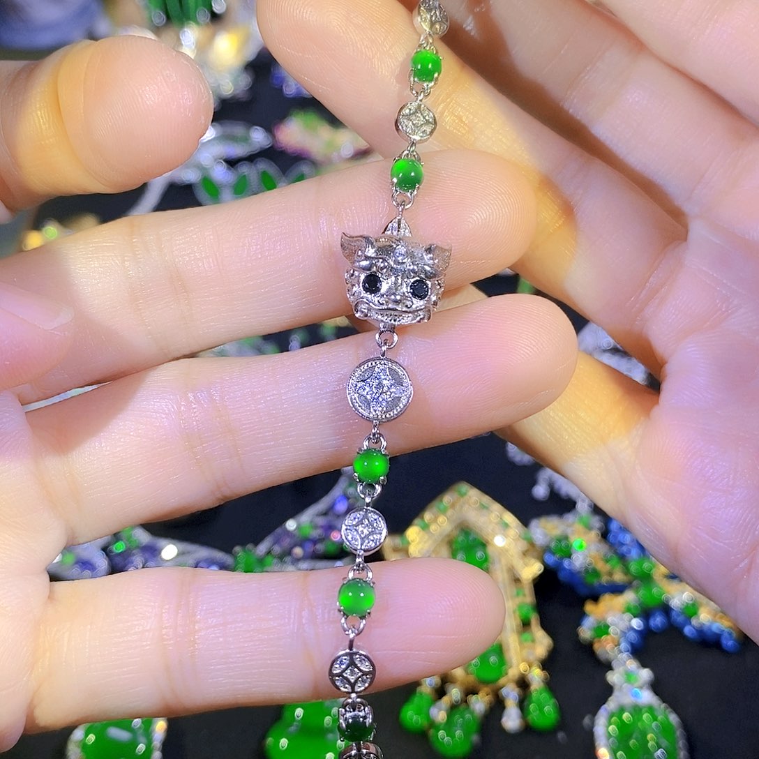 吊坠(不含链)银S925镶嵌翡翠