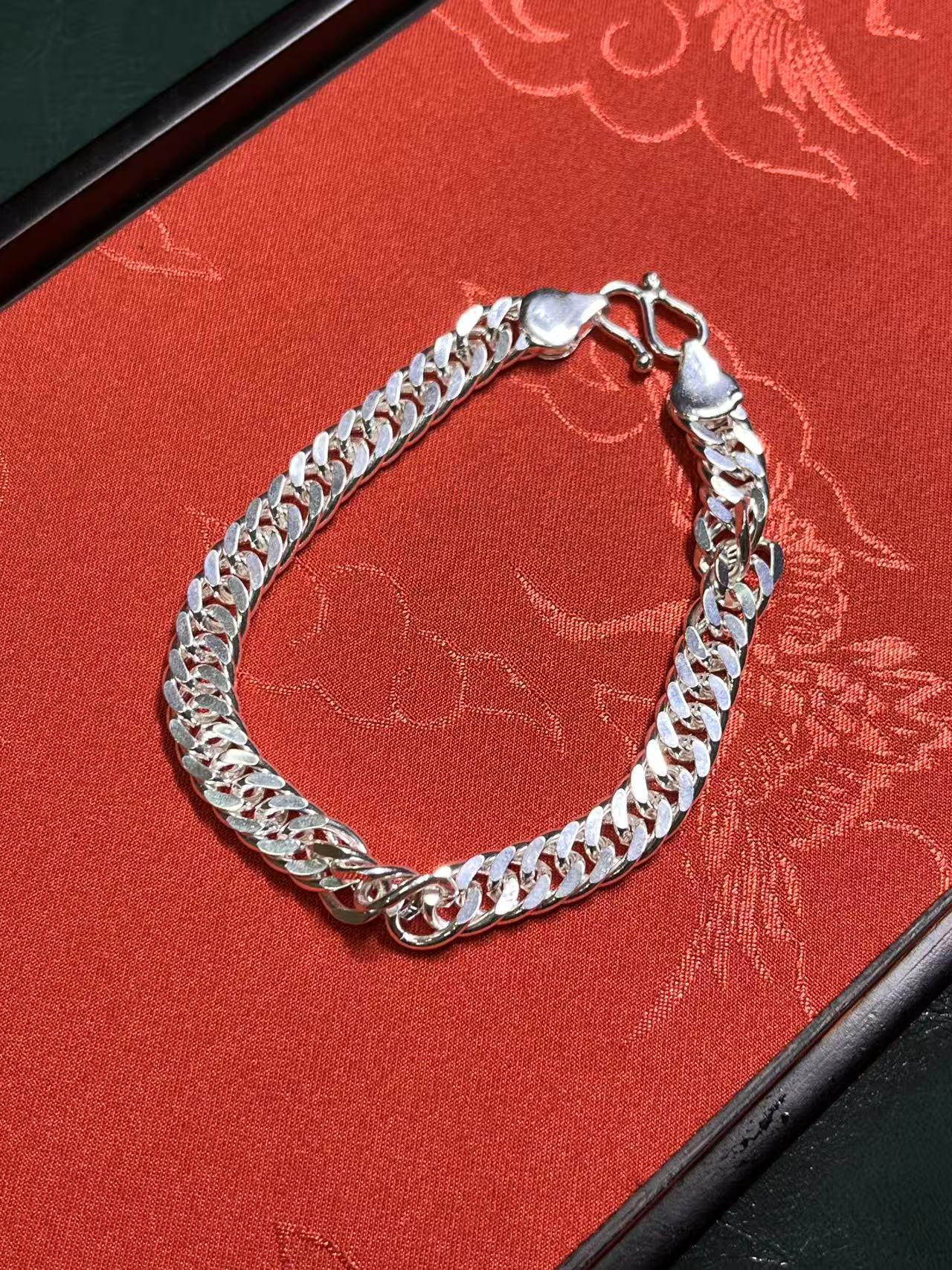 足银手链 男士古巴手链 (哈利严选)