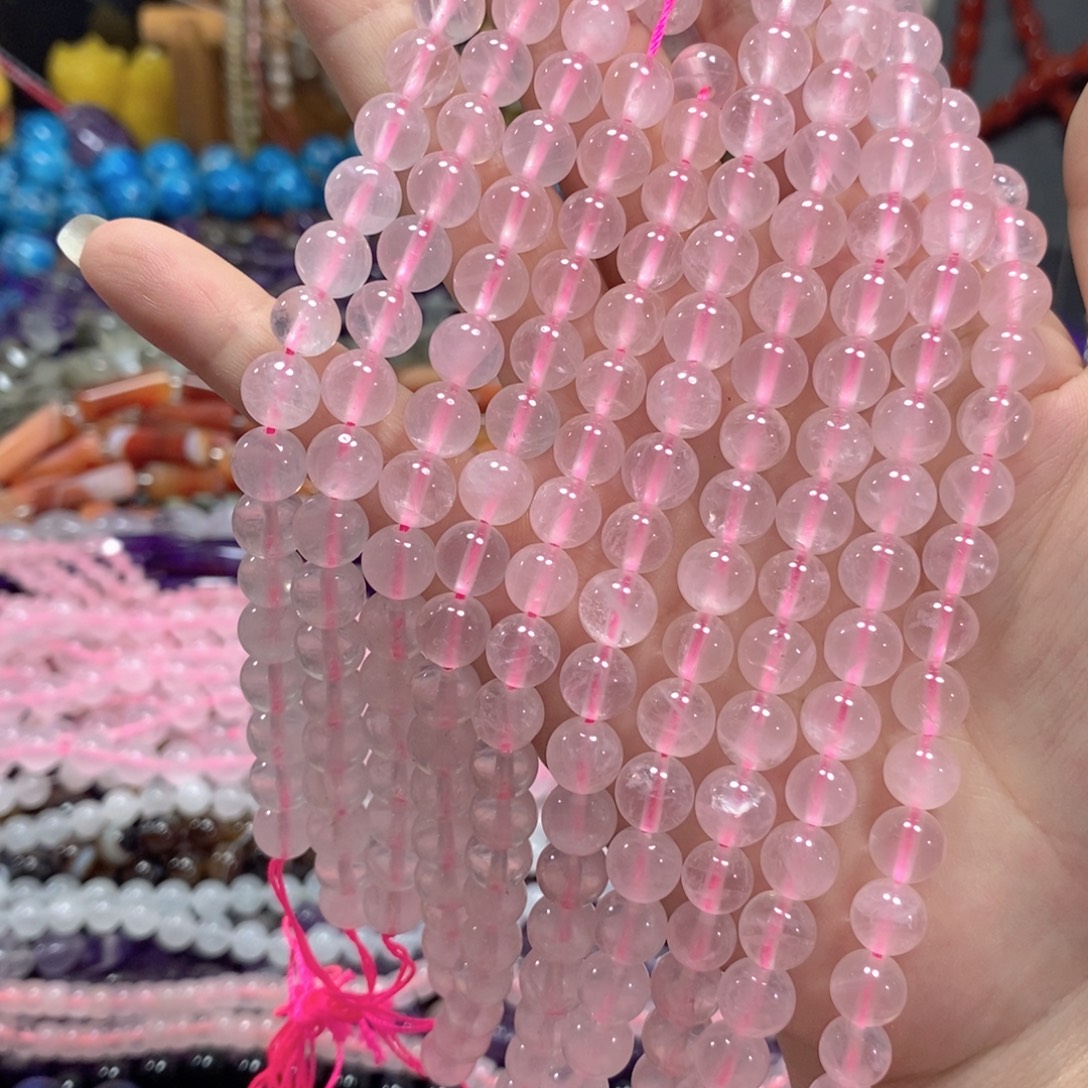 玛瑙/玉髓未镶嵌珠宝半成品星光粉一条卡8mm