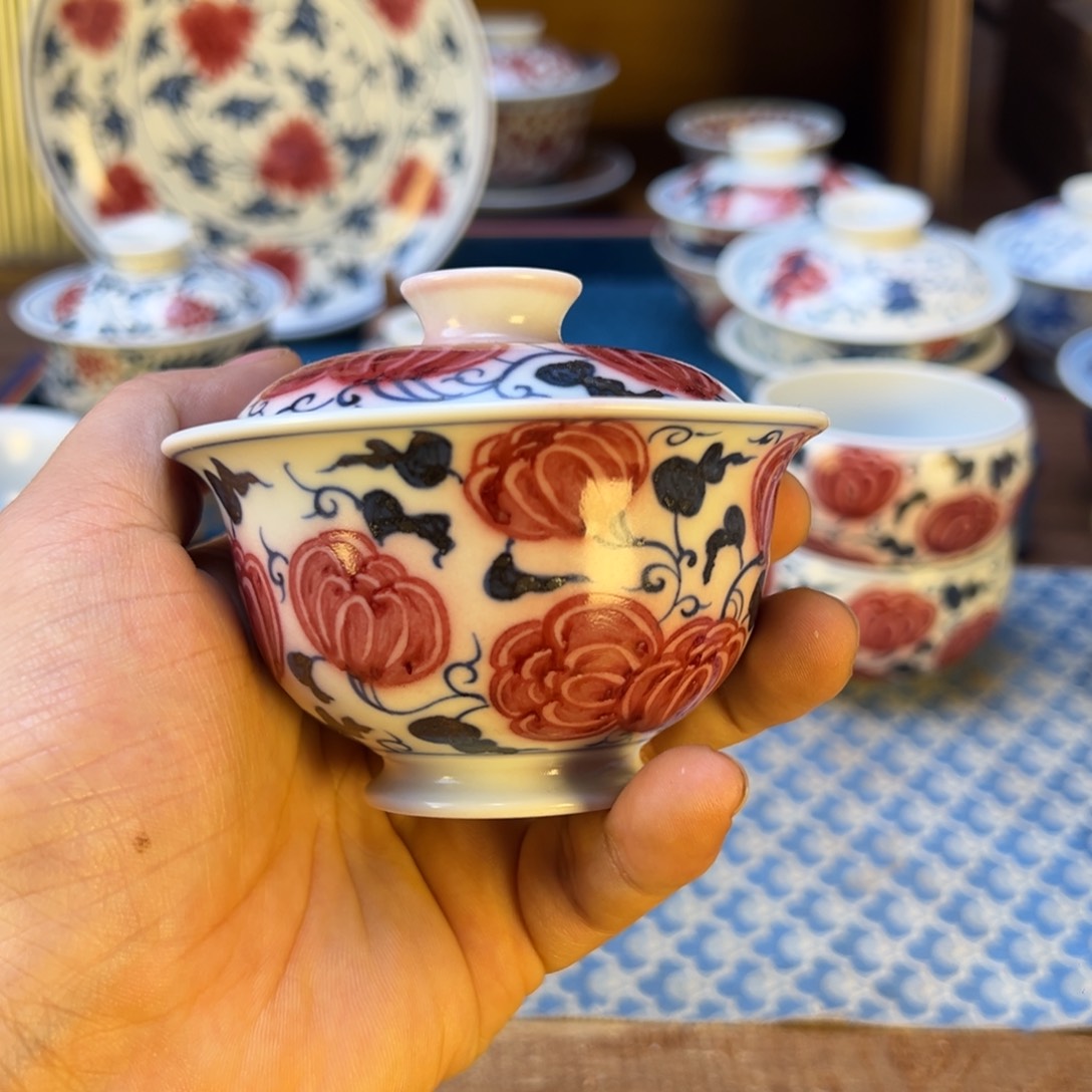 摆件微瑕新年快乐景德镇茶器百宝箱