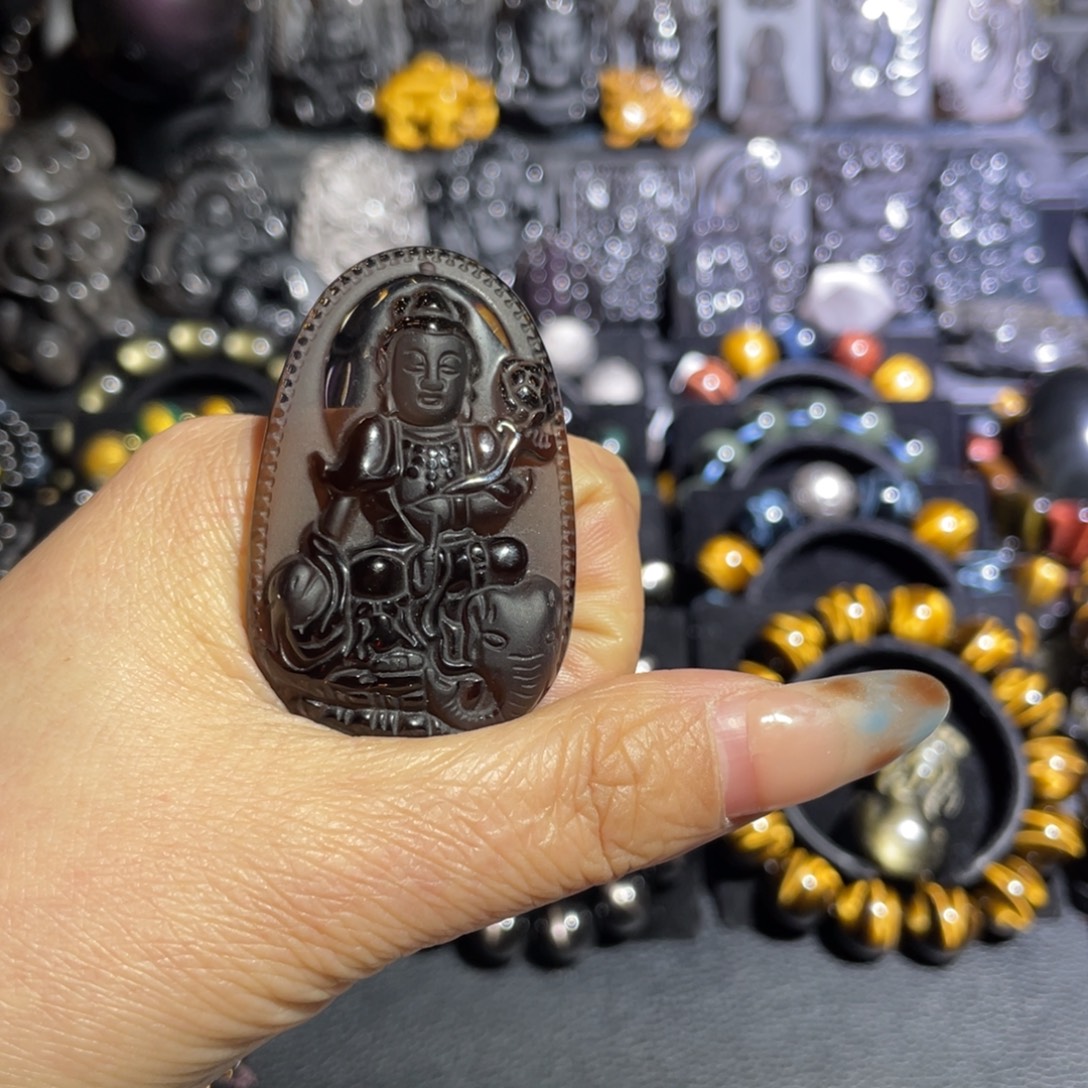 清***宁黑曜岩未镶嵌吊坠(赠链)龙