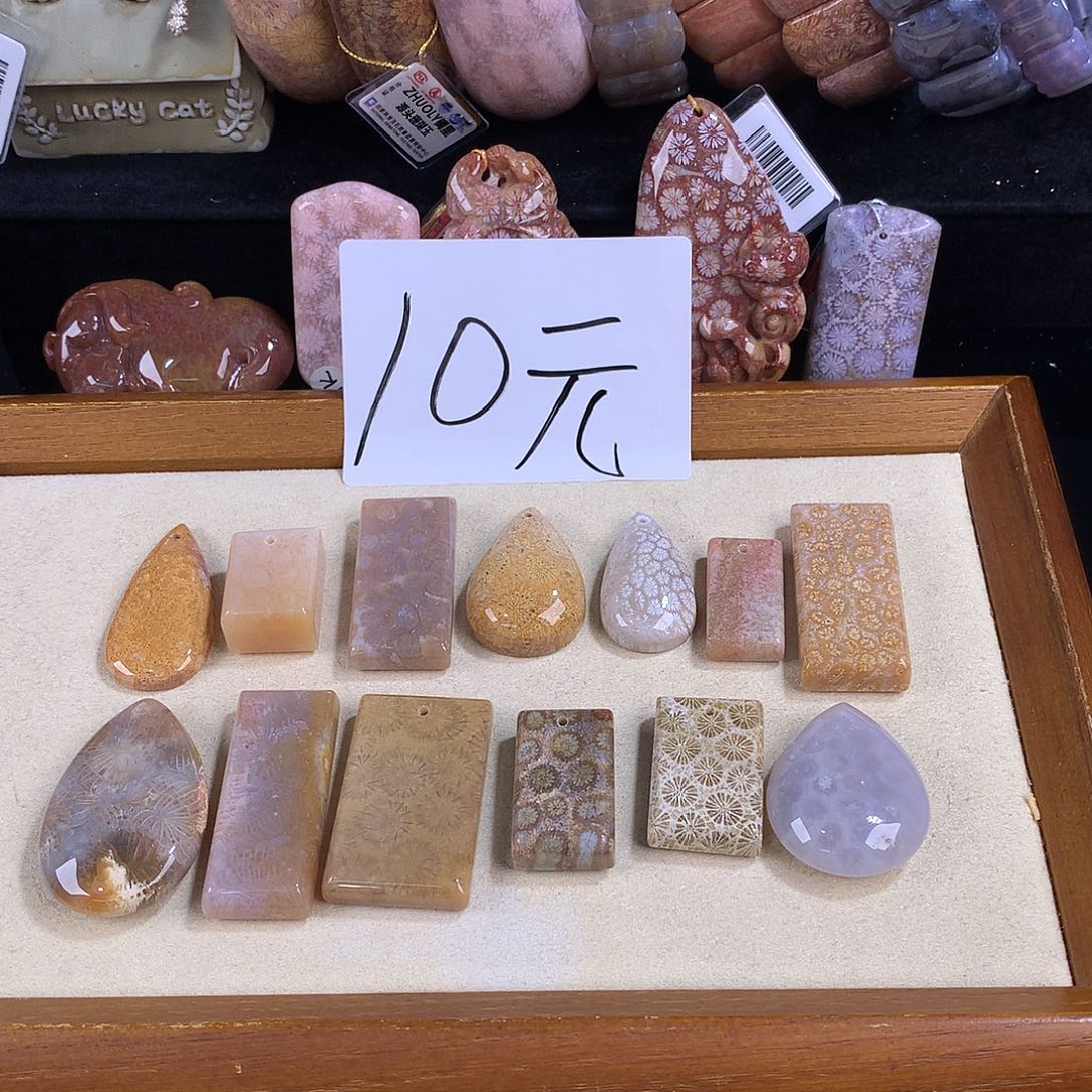 吊坠(赠链)未镶嵌硅化珊瑚（珊瑚玉）3号开播福利