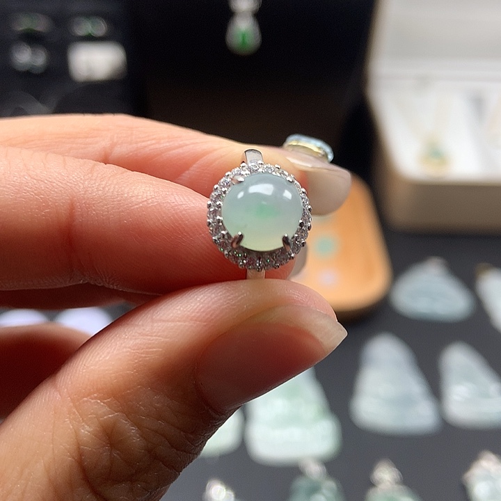 虾***演翡翠未镶嵌戒指翡翠戒指