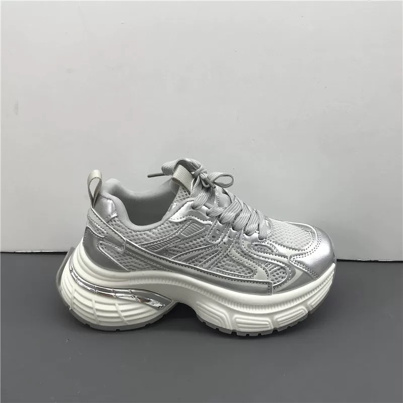 1056-1大肥加大老爹鞋新款透气厚底增高休闲运动网面百搭