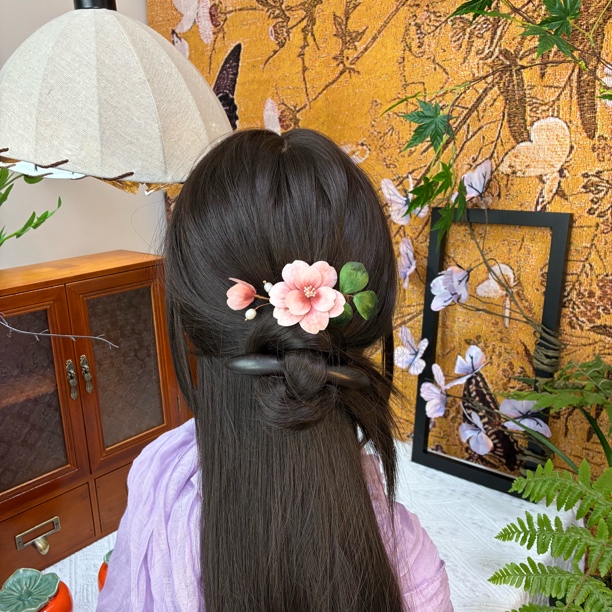 【颜画】非遗绒花发夹鸭嘴夹中国风新中式旗袍汉服配饰日常通勤佩戴