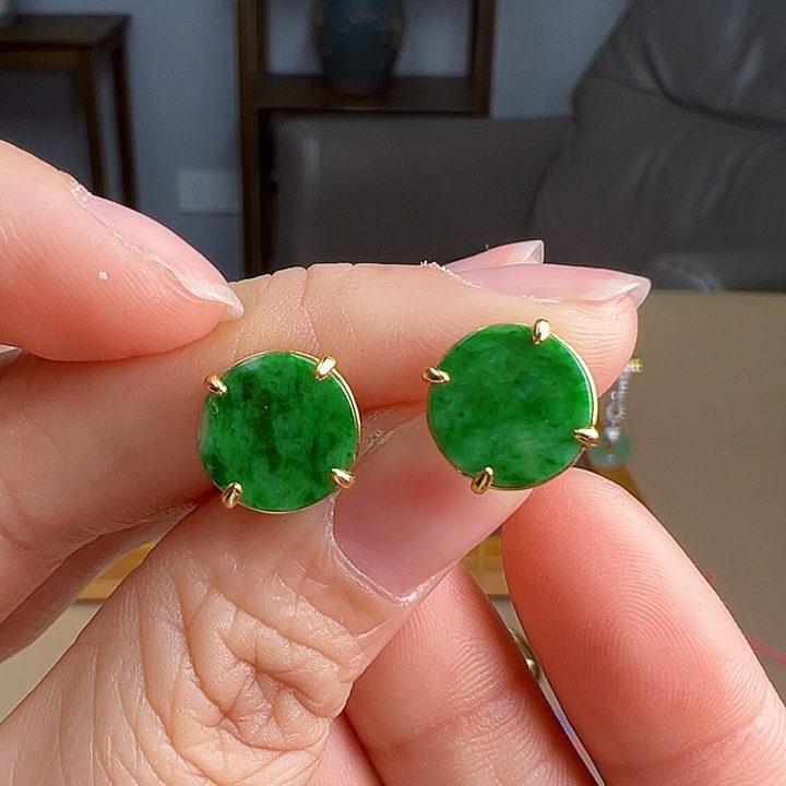 翡翠银S925镶嵌耳饰耳饰93