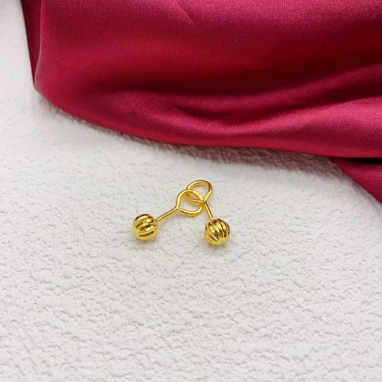 【木韵阁】足金999 黄金5G南瓜耳钩时尚百搭精美大气  1.35