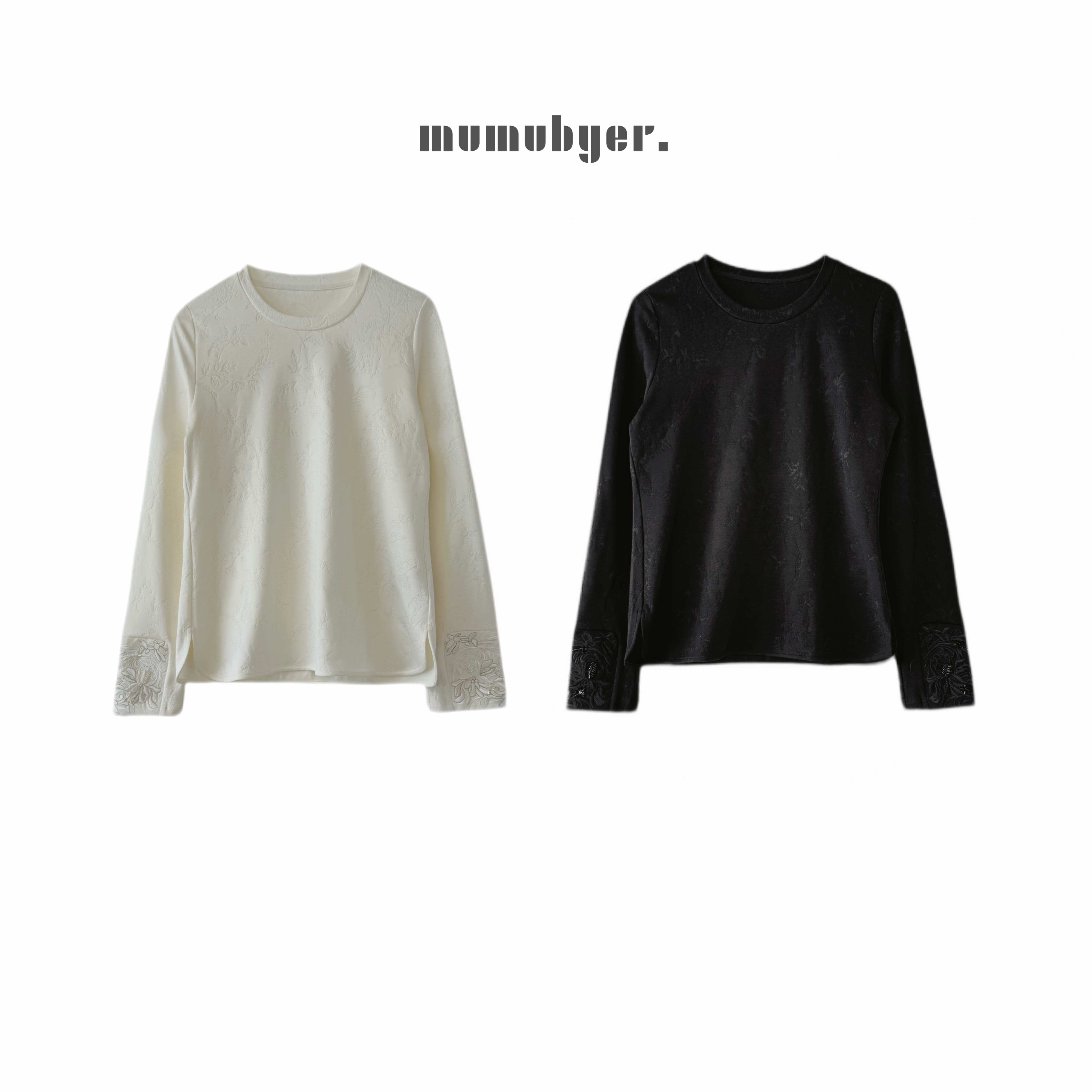 mumubyer • “闲时月”精致重工手工钉珠暗纹提花刺绣上衣