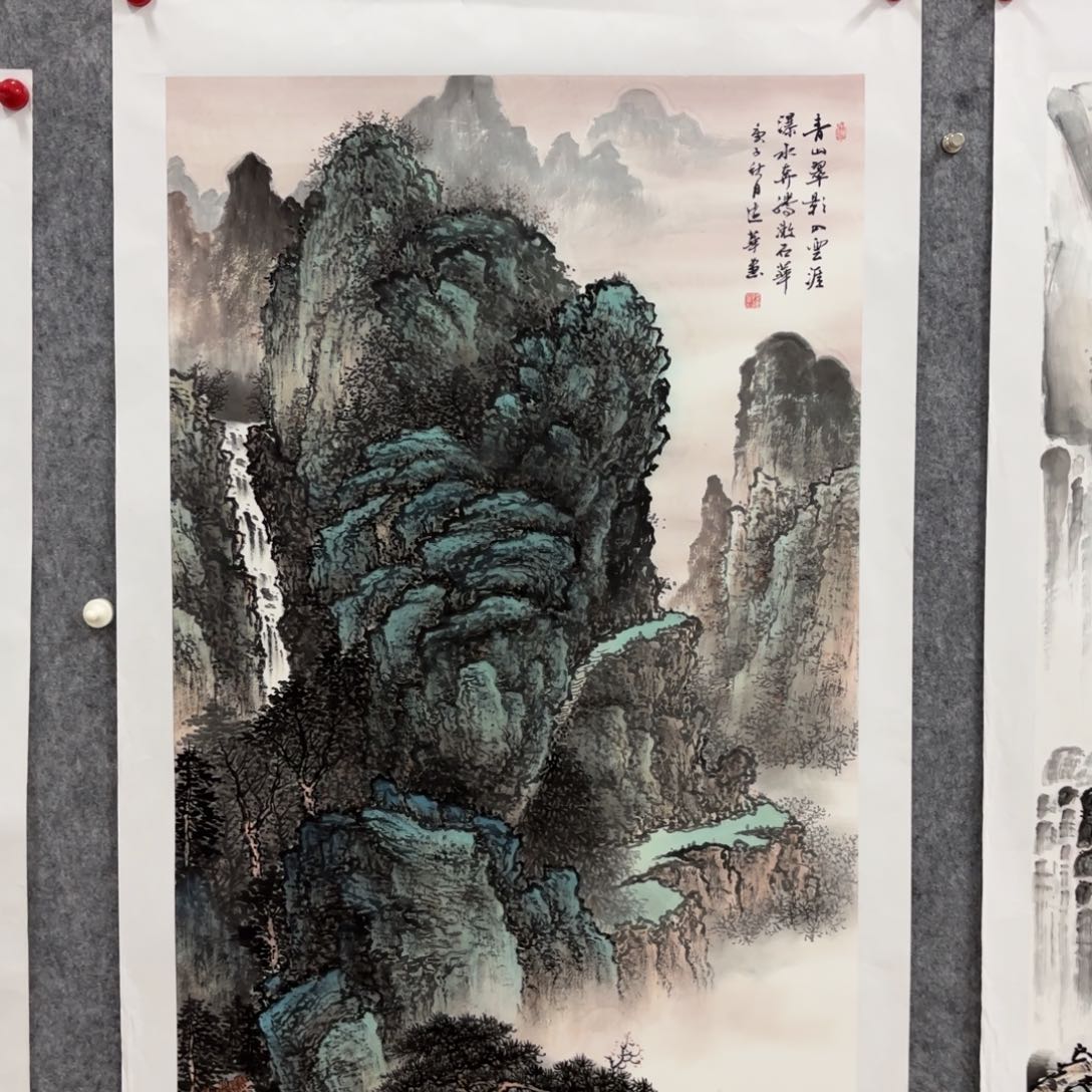 国画陆远华画家作品国画花鸟山水手绘青绿山水