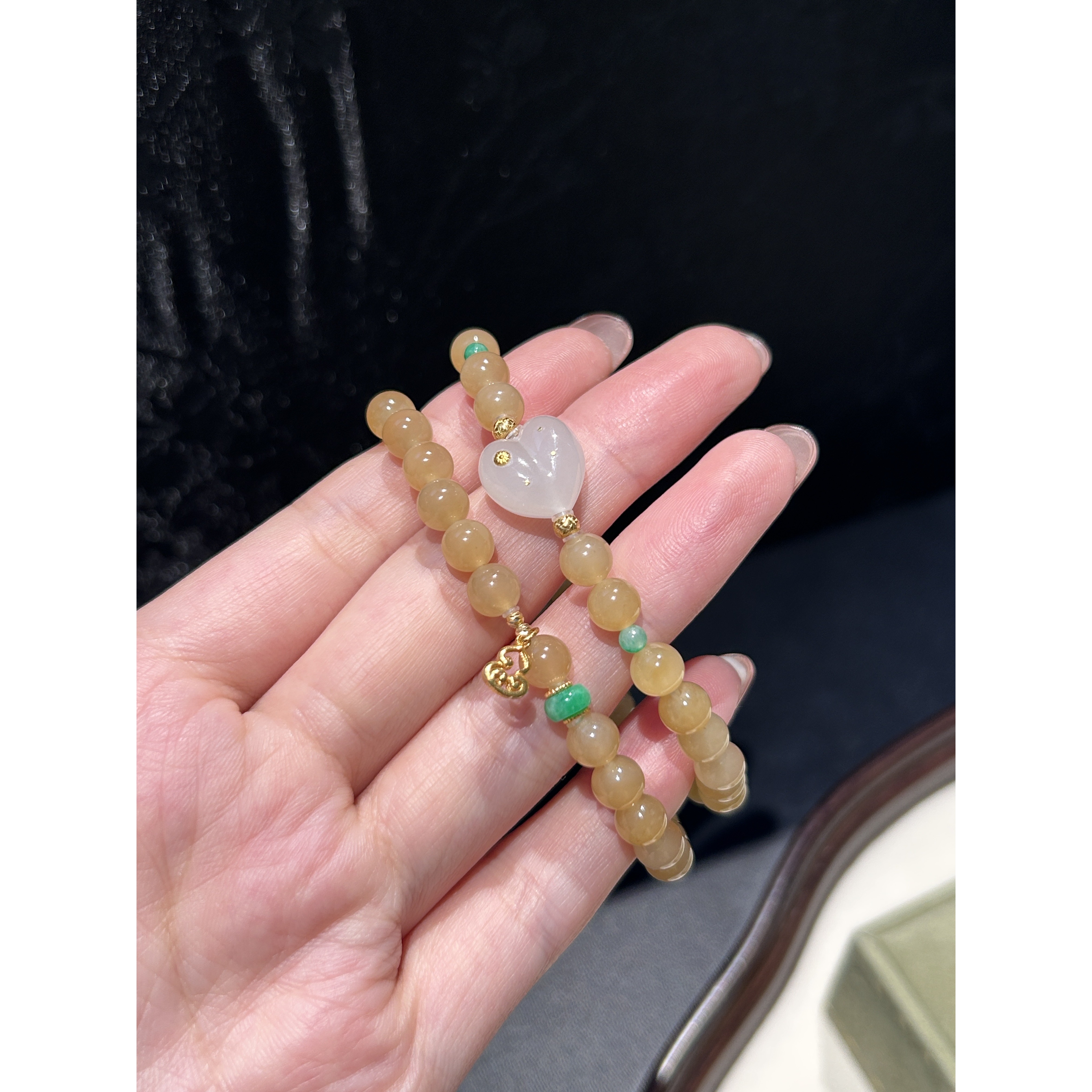 【蜜桃】18K金 和田玉手串 258479-17