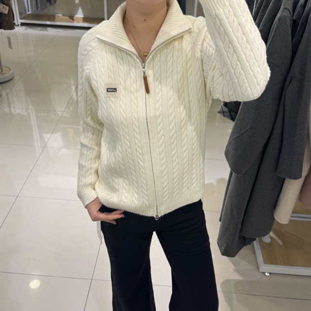 秋冬加厚半高领拉链开衫毛衣外套慵懒百搭