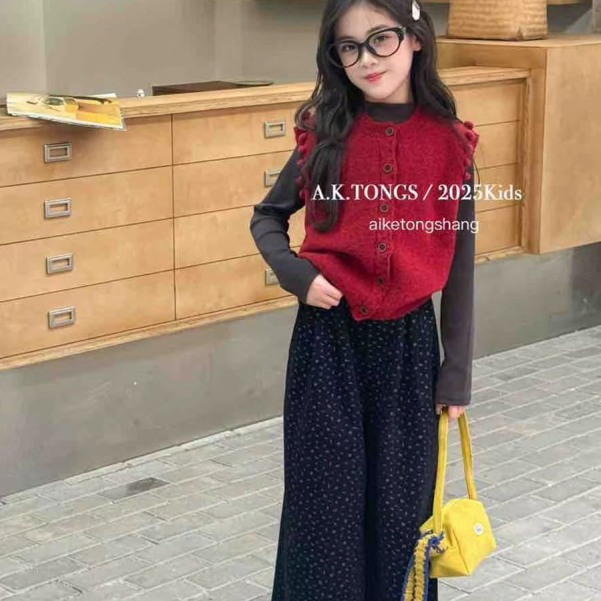女童秋季韩版针织马甲套装时尚开衫打底衫阔腿裤女孩秋装潮款