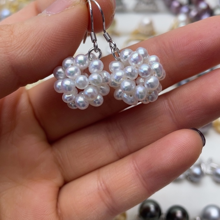 淡水珍珠耳饰银S925镶嵌