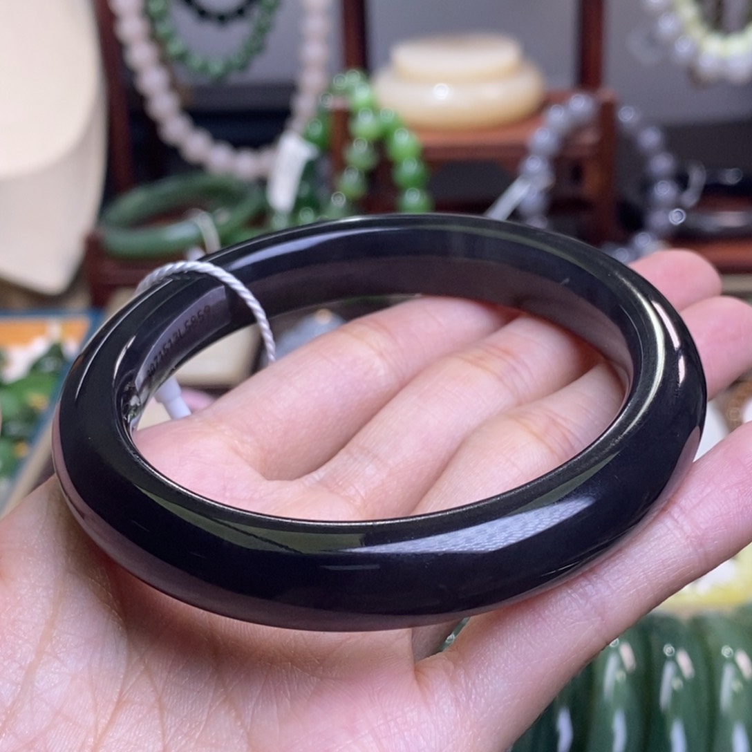 和田玉烟紫帝王紫手镯59.2圈口未镶嵌