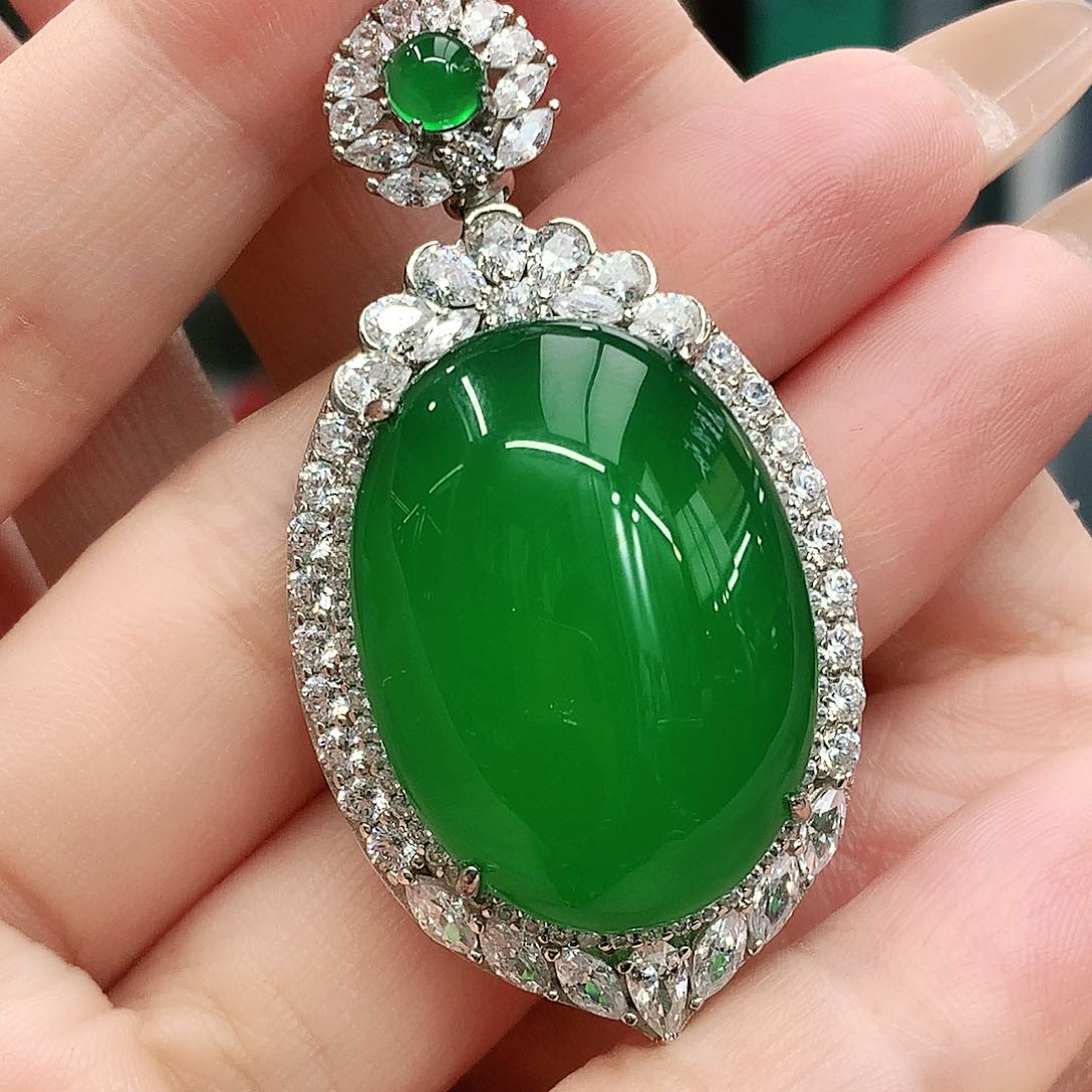 银S925镶嵌吊坠玛瑙/玉髓