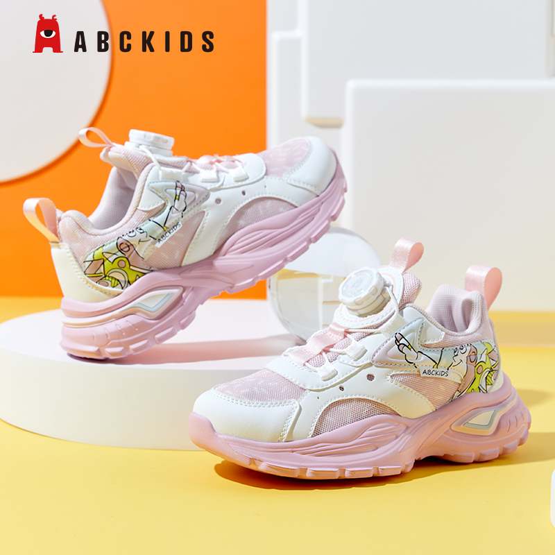 Abckids童鞋秋季女童软底运动鞋透气网面跑步鞋防滑休闲鞋男童鞋