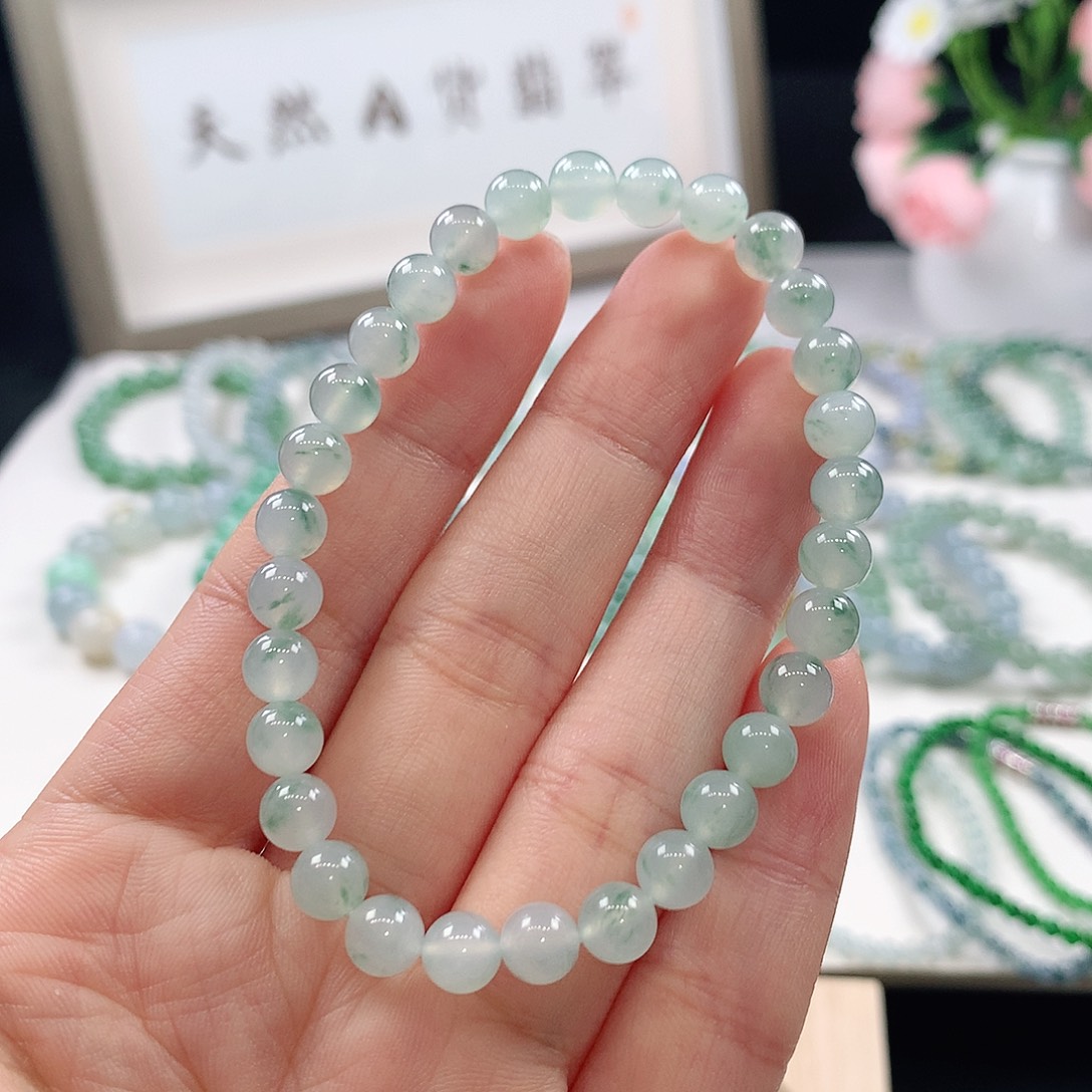 车***爱翡翠未镶嵌手链手链6mm