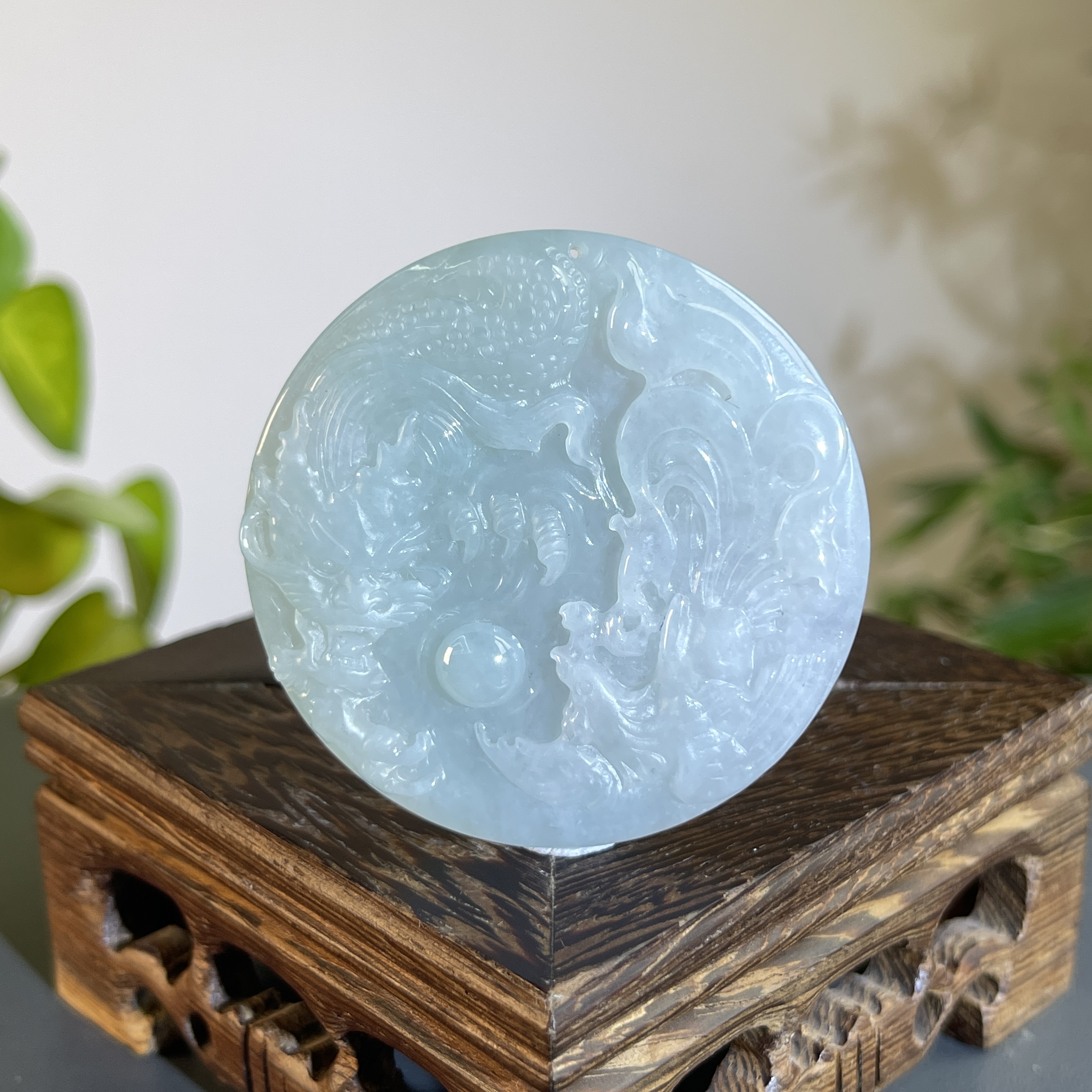 JTA01-188 天然缅甸A货翡翠 龙凤呈祥