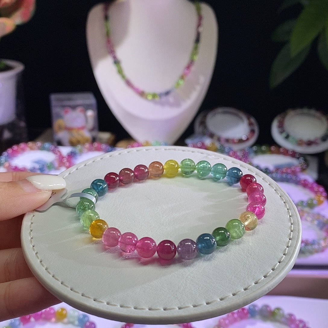 未镶嵌手链碧玺荧光色标