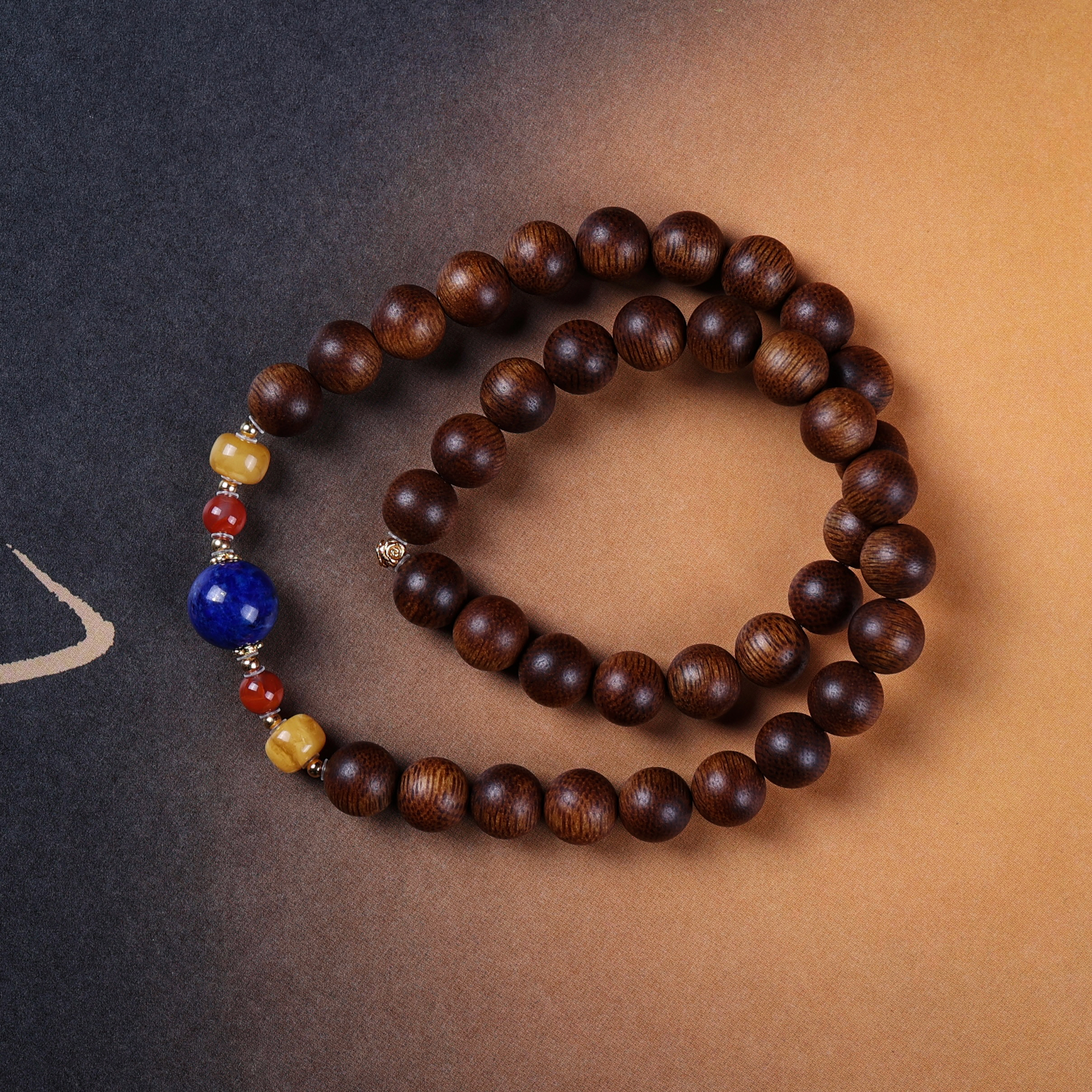 沉香沉水富森红土0.8青金石双圈设计款