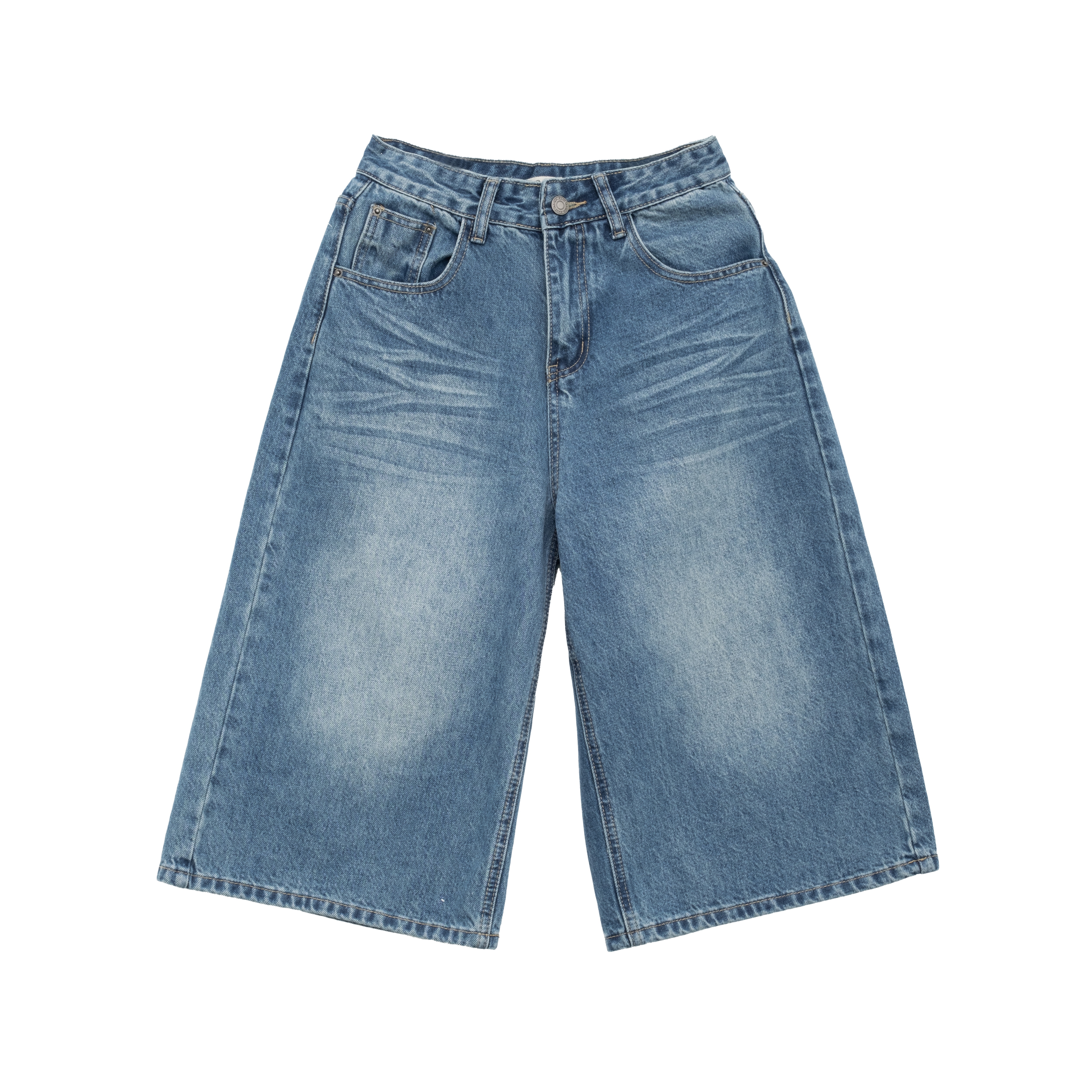 【复古时髦】春夏季小众百搭复古蓝色牛仔宽松阔腿八分裤秒脱路人感