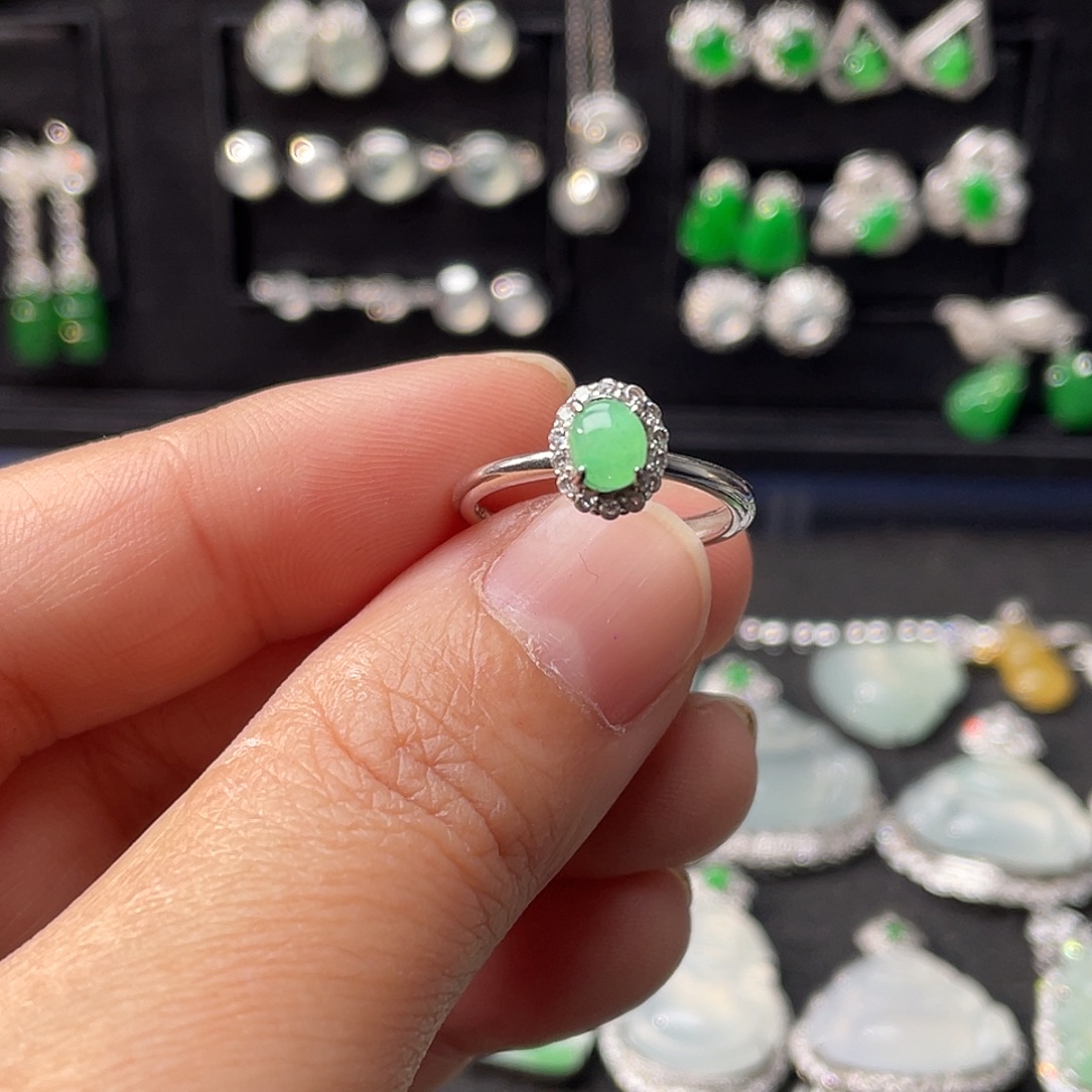 翡翠银S925镶嵌戒指