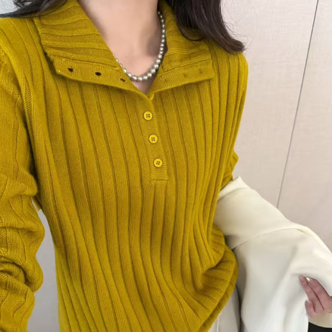 2025秋冬款873洋气翻领上衣百搭气质针织立领打底针织衫毛衣